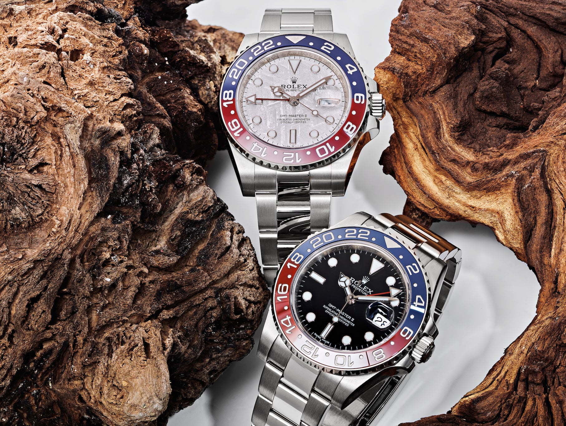 Rolex GMT-Master II Pepsi White Gold 126719BLRO Meteorite vs Black Dial