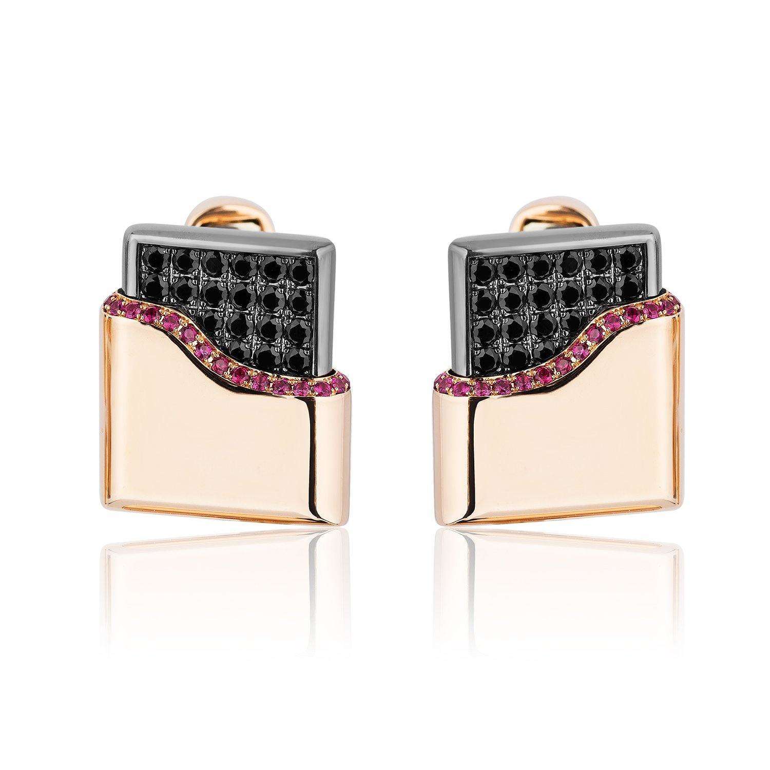 18k Rose Gold Black Diamond and Ruby Cufflinks – Wrist Aficionado