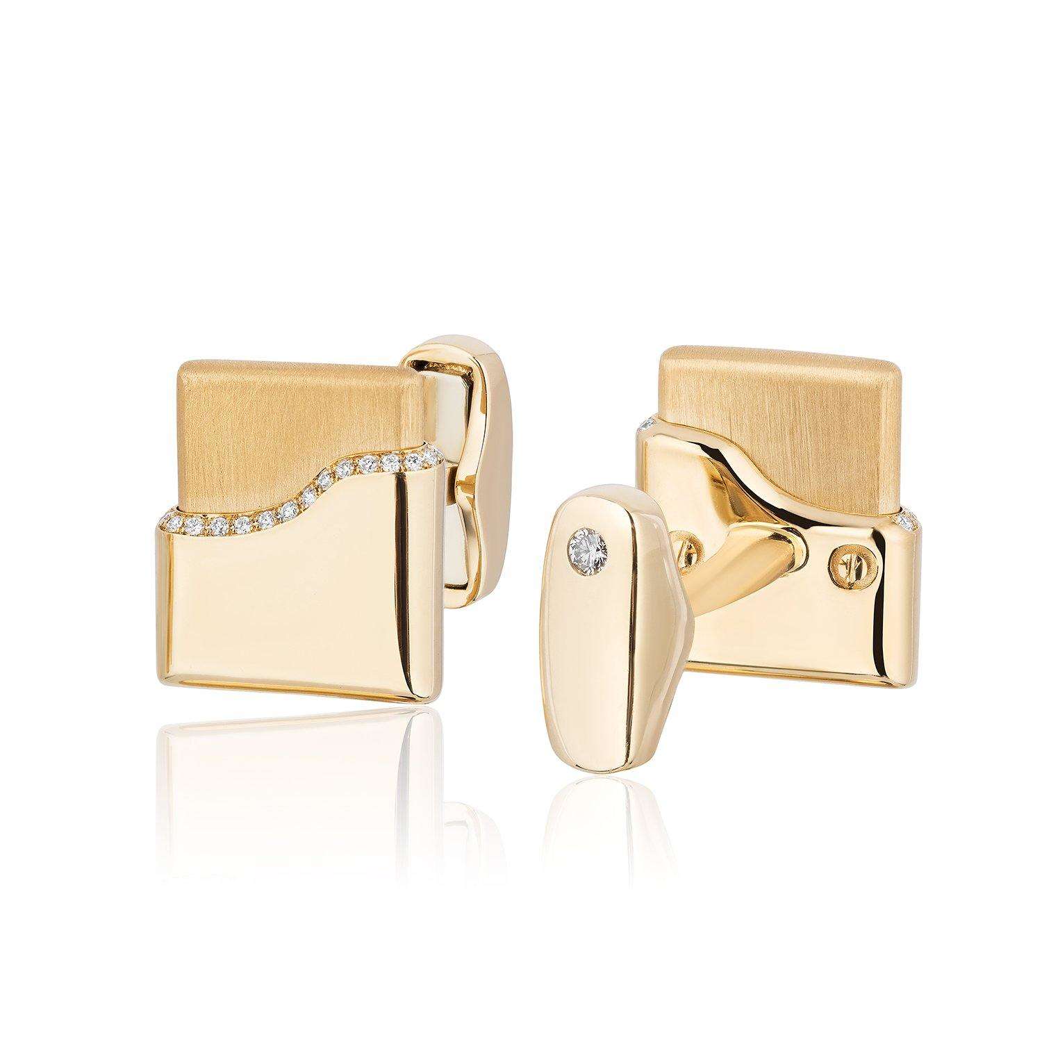 Cufflinks 18k Yellow Gold Diamond Lined Cigar Box Cufflinks Wrist Aficionado