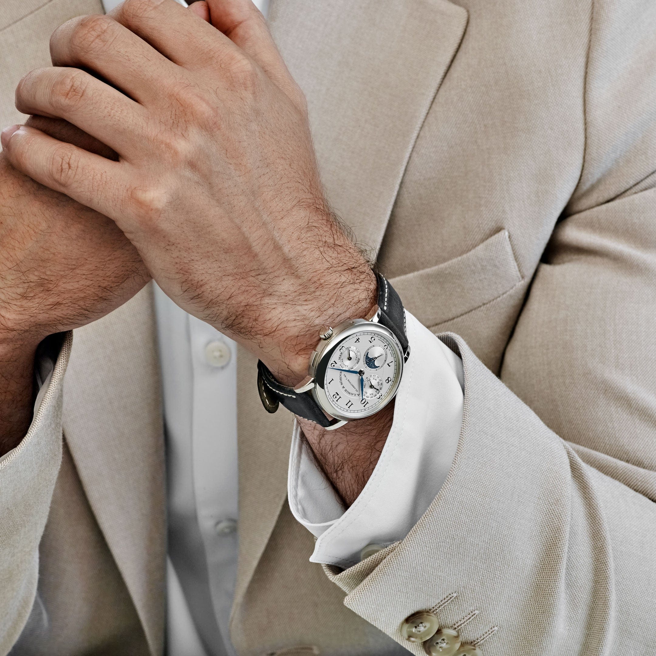 A. Lange & Söhne 1815 Annual Calendar 238.026E White Gold Silver Dial Moon Phase