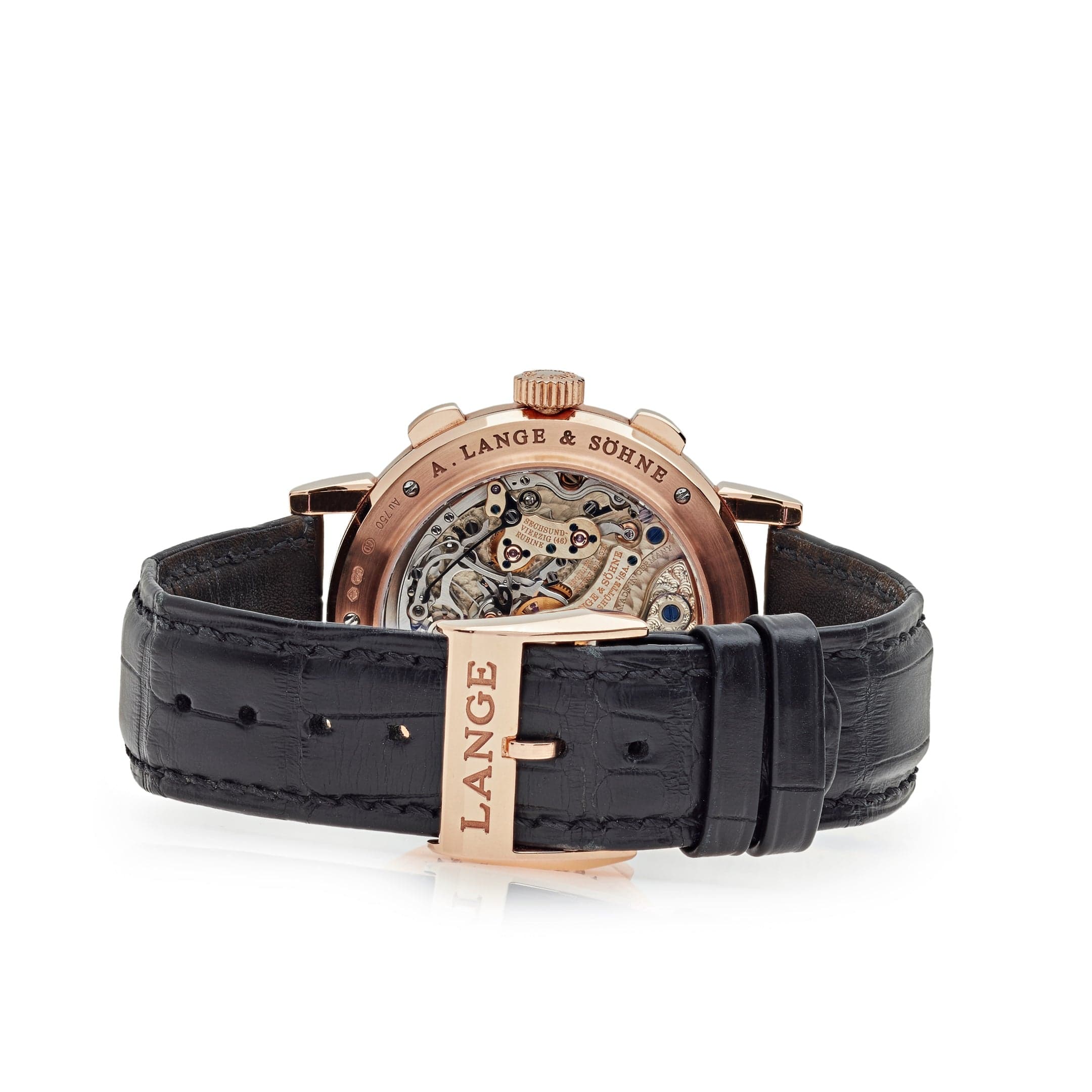 A. Lange & Söhne Datograph Flyback Rose Gold Baguette Bezel Black Dial Limited Edition 405.831 (Draft) Wrist Aficionado