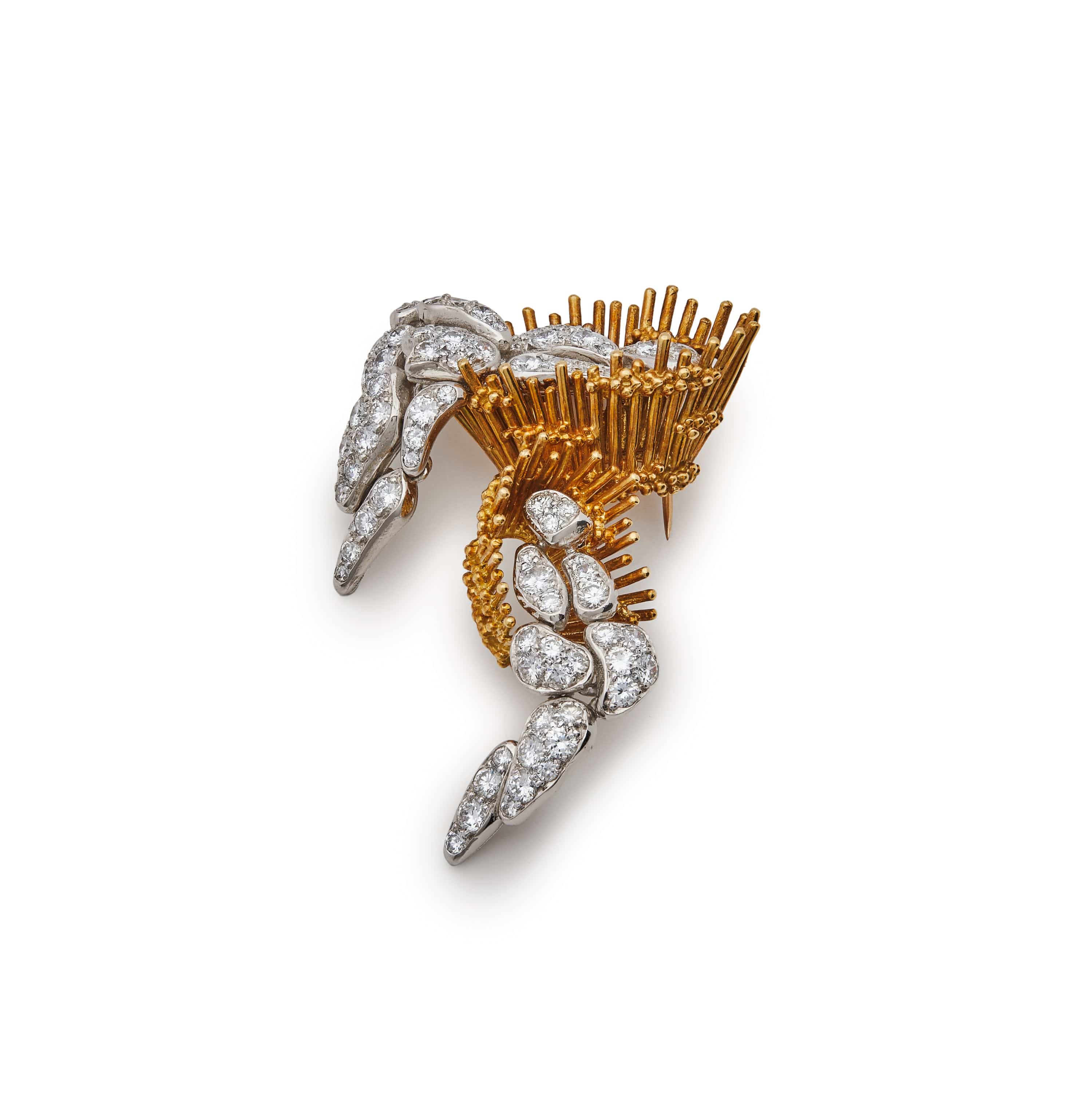 Antique Brooch Platinum, 18-Karat Gold, and Diamonds