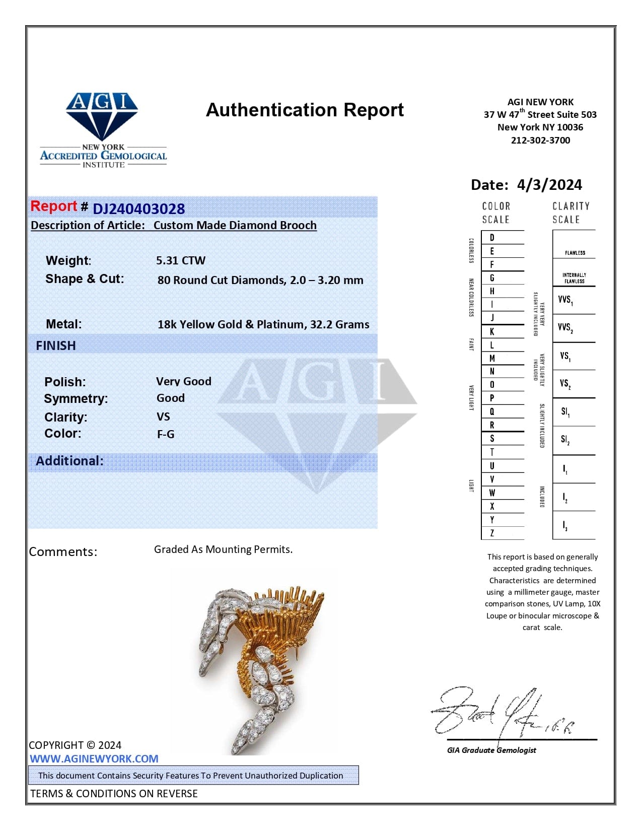 Antique Brooch Platinum, 18-Karat Gold, and Diamonds