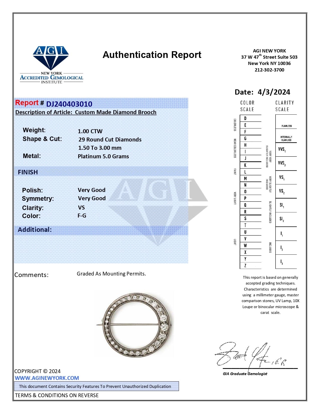 Antique Diamond Platinum Pin