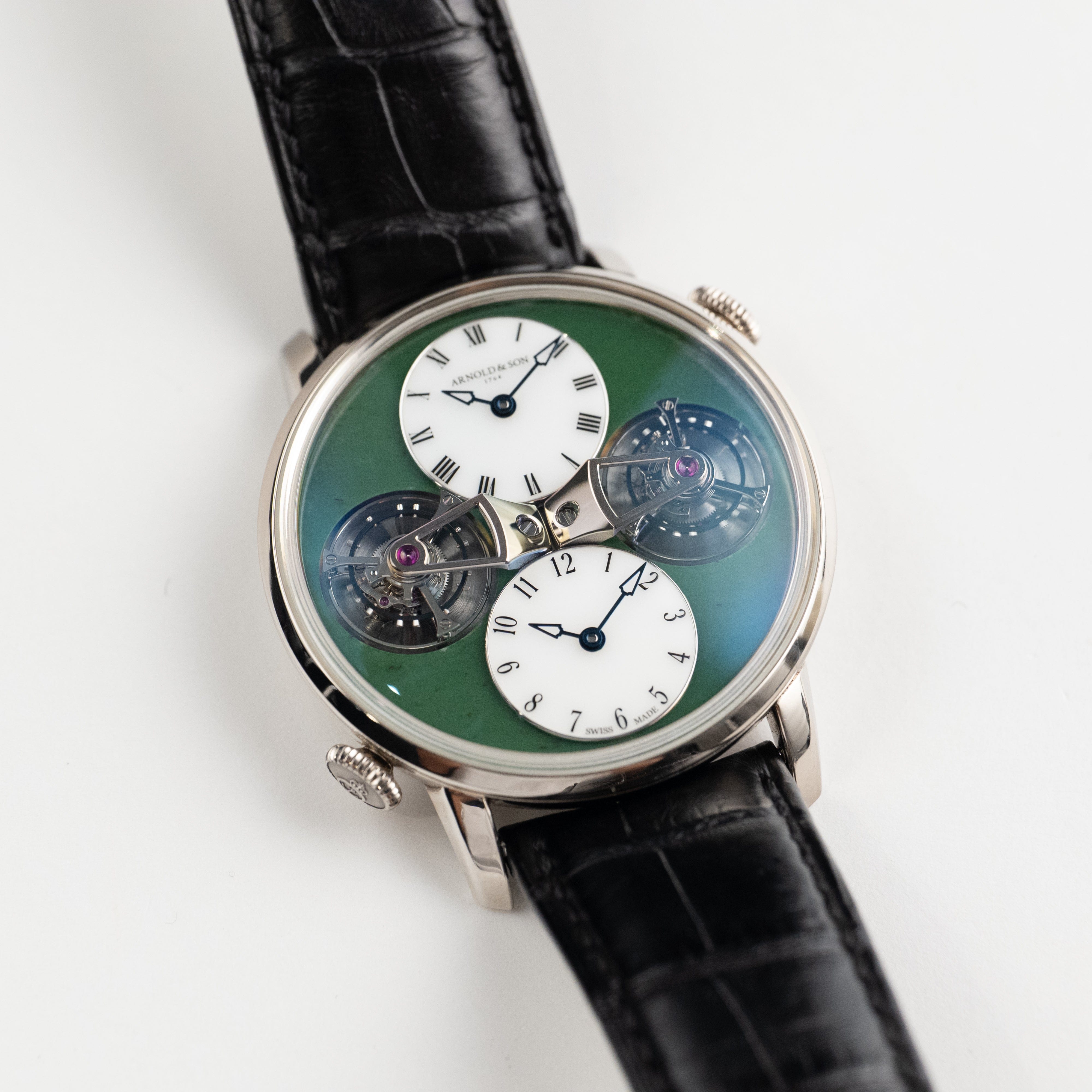 Arnold & Sons Double Tourbillon 1DTAW.Z01A.C121W White Gold Jade Green White Opal Dial Piece Unique (2022)