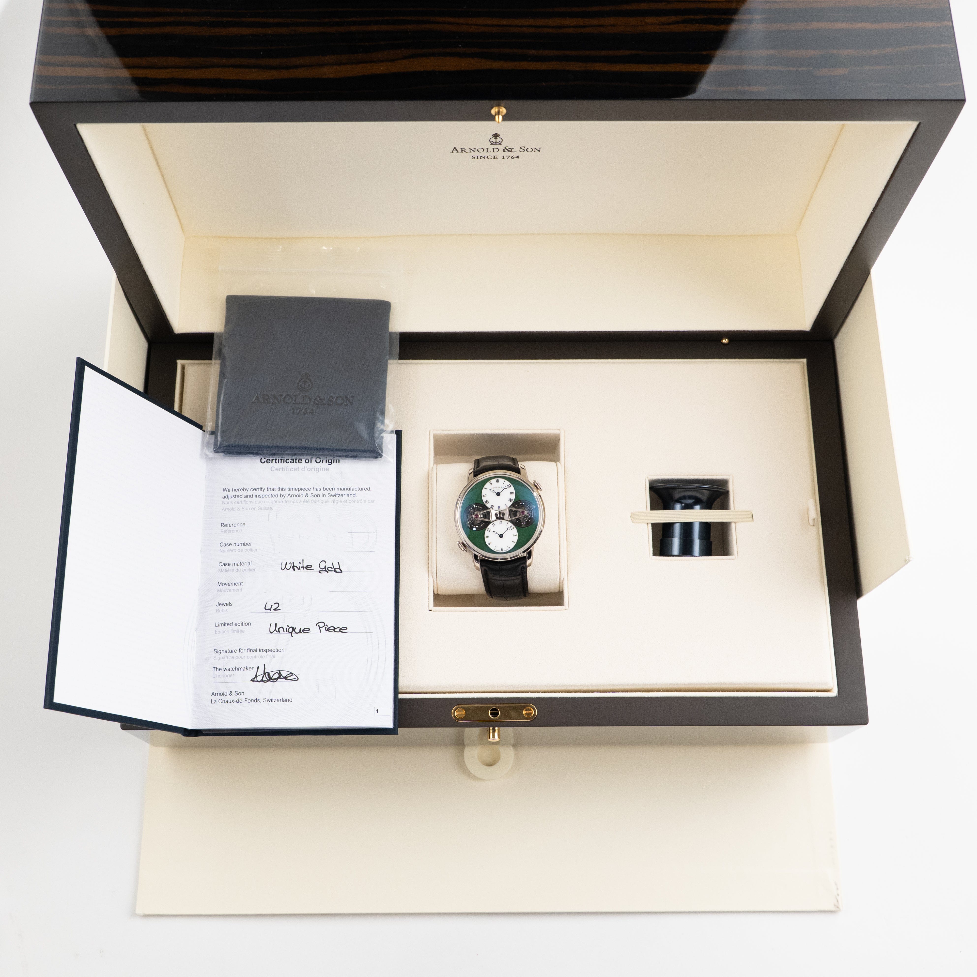 Arnold & Sons Double Tourbillon 1DTAW.Z01A.C121W White Gold Jade Green White Opal Dial Piece Unique (2022)
