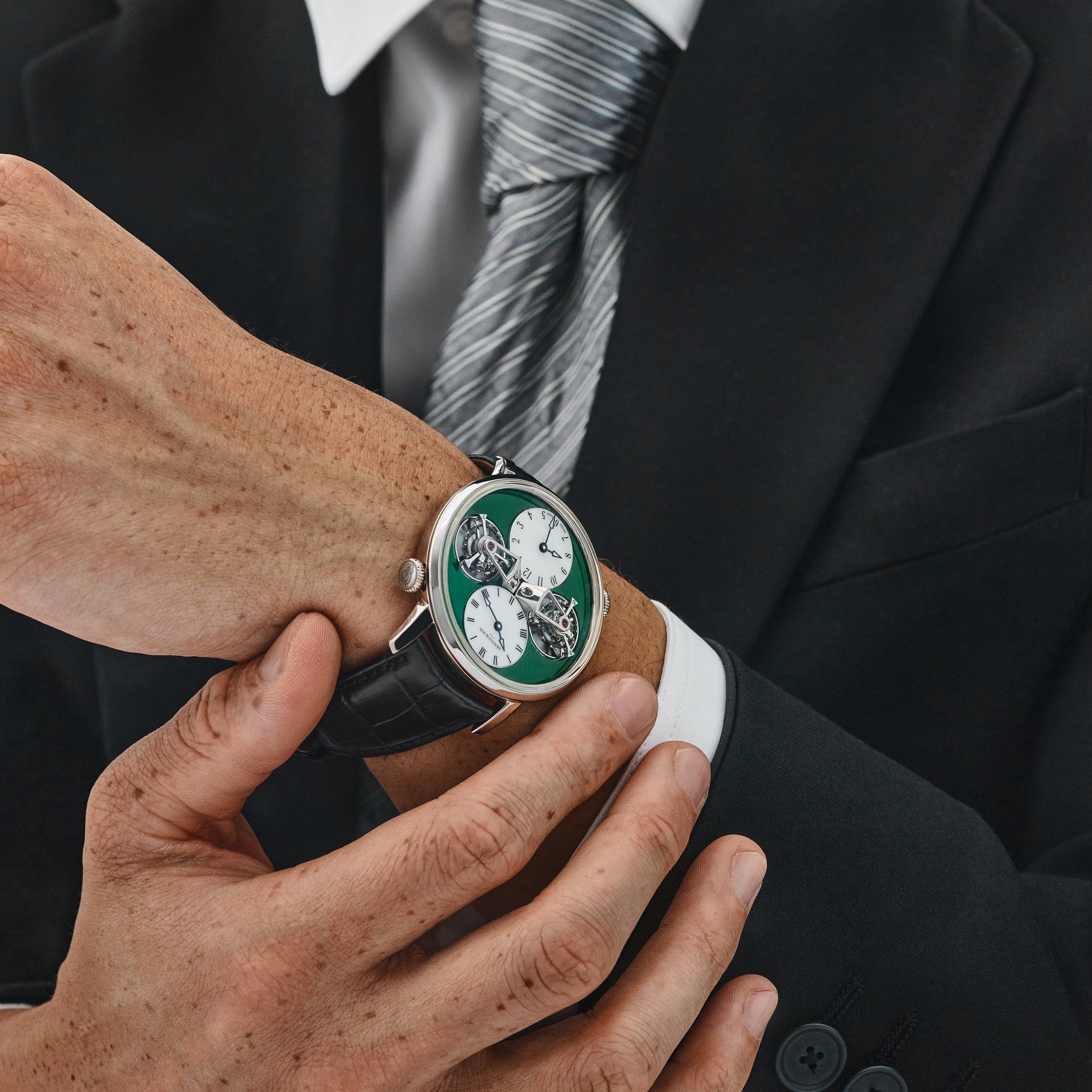 Arnold & Sons Double Tourbillon 1DTAW.Z01A.C121W White Gold Jade Green White Opal Dial Piece Unique (2022)