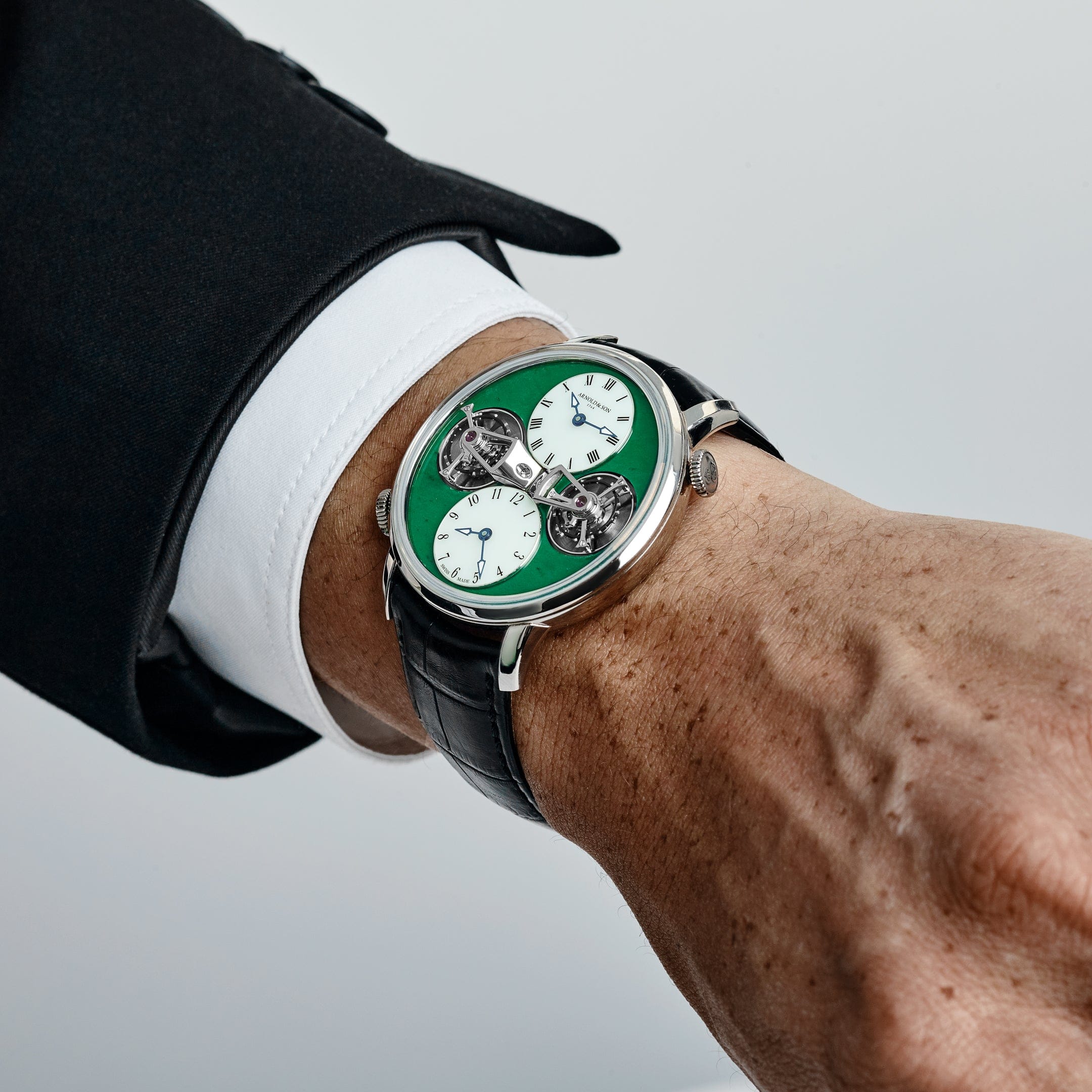 Arnold & Sons Double Tourbillon 1DTAW.Z01A.C121W White Gold Jade Green White Opal Dial Piece Unique (2022)