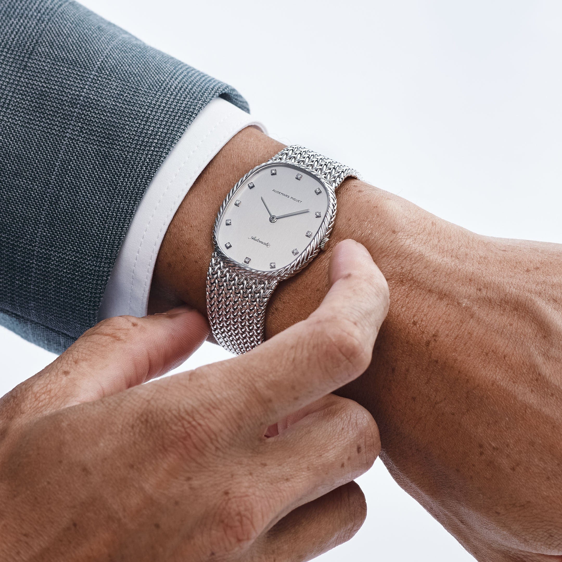 Audemars Piguet Jumbo Ellipse White Gold Silver Diamond Dial Automatic