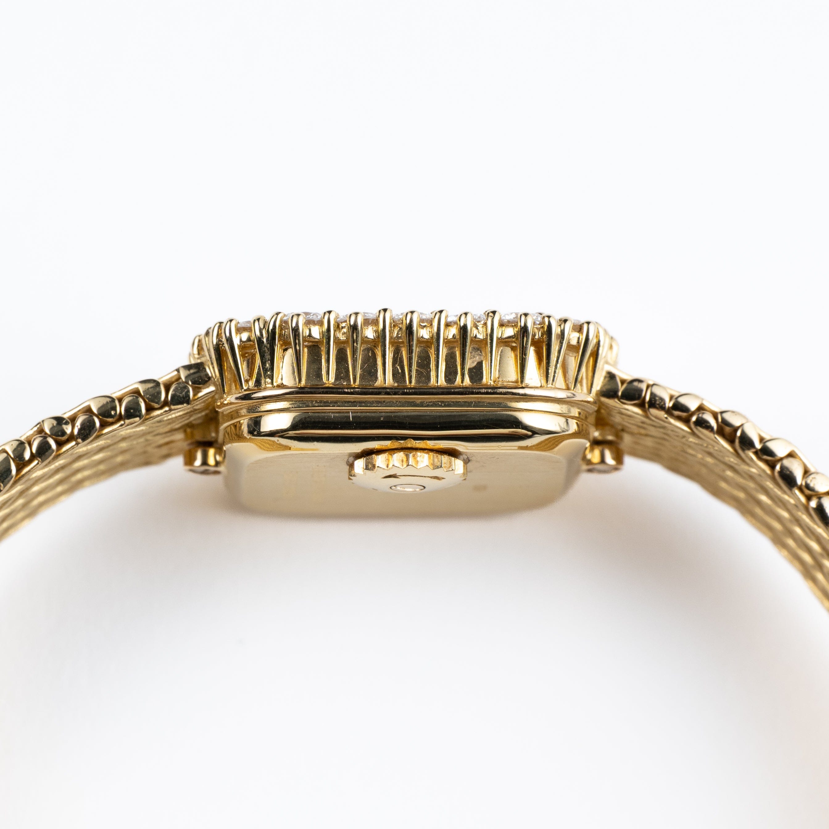 Audemars Piguet 'Ladies' Rectangle Watch Yellow Gold Champagne Diamond Dial Diamond Bezel