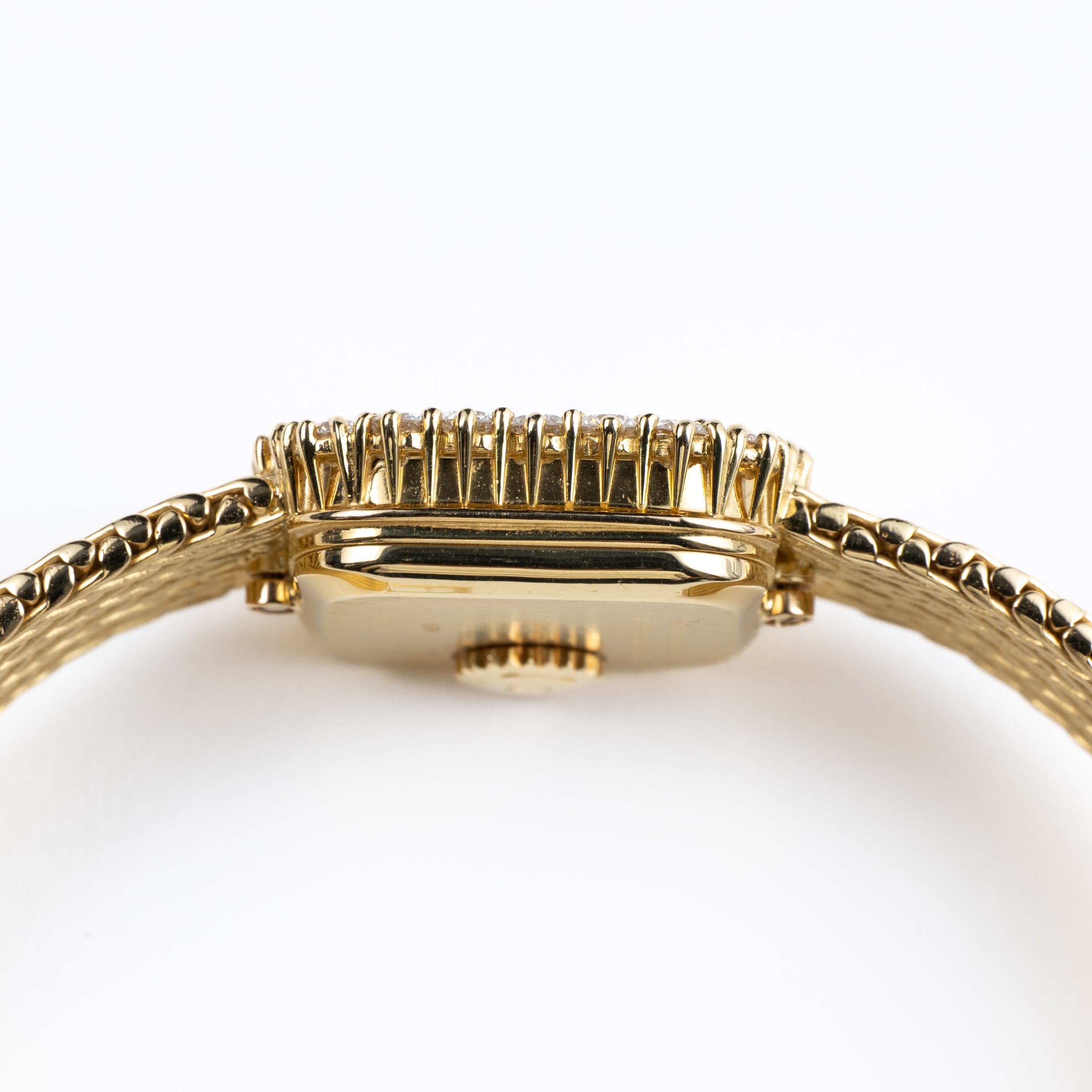 Audemars Piguet 'Ladies' Rectangle Watch Yellow Gold Champagne Diamond Dial Diamond Bezel