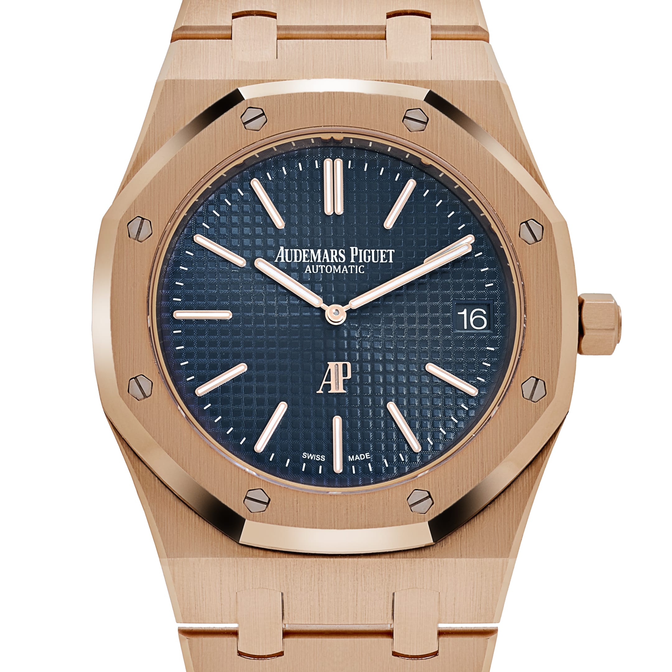 Audemars Piguet Royal Oak 15202OR.OO.1240OR.01 'Jumbo' Extra-Thin Rose Gold Blue Dial (2016)