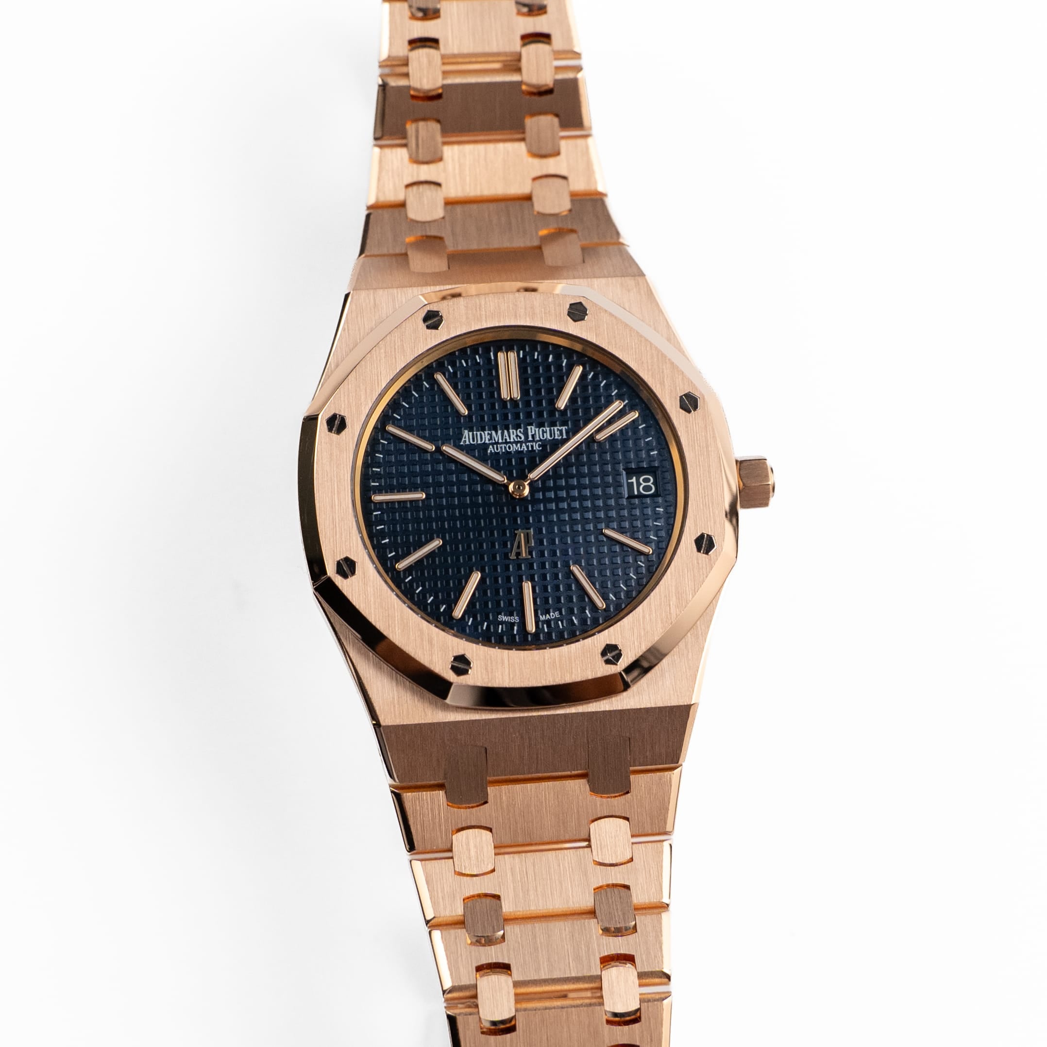 Audemars Piguet Royal Oak 15202OR.OO.1240OR.01 'Jumbo' Extra-Thin Rose Gold Blue Dial (2016)