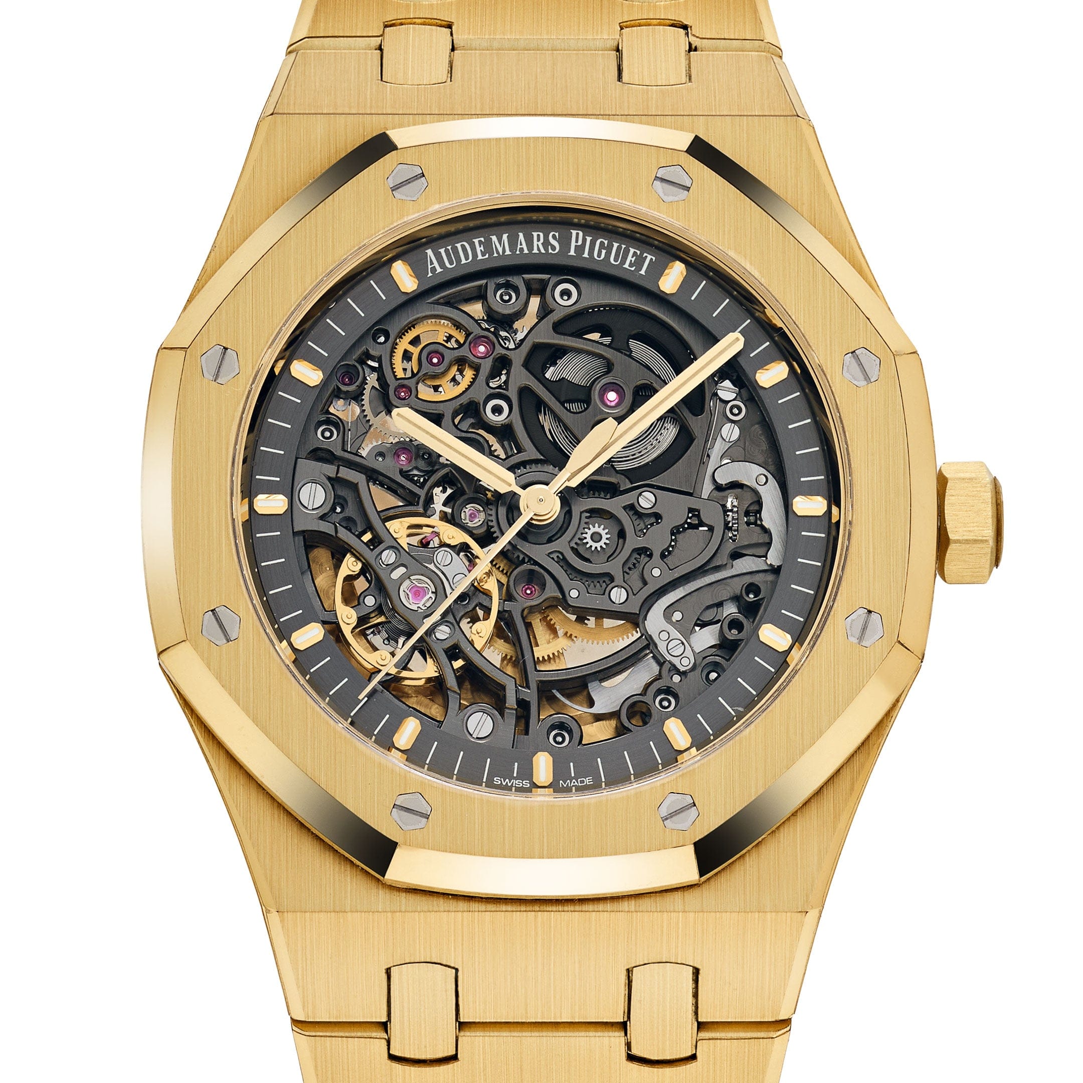 Audemars Piguet Royal Oak 15407BA.OO.1220BA.01 Double Balance Wheel Yellow Gold Openworked Dial