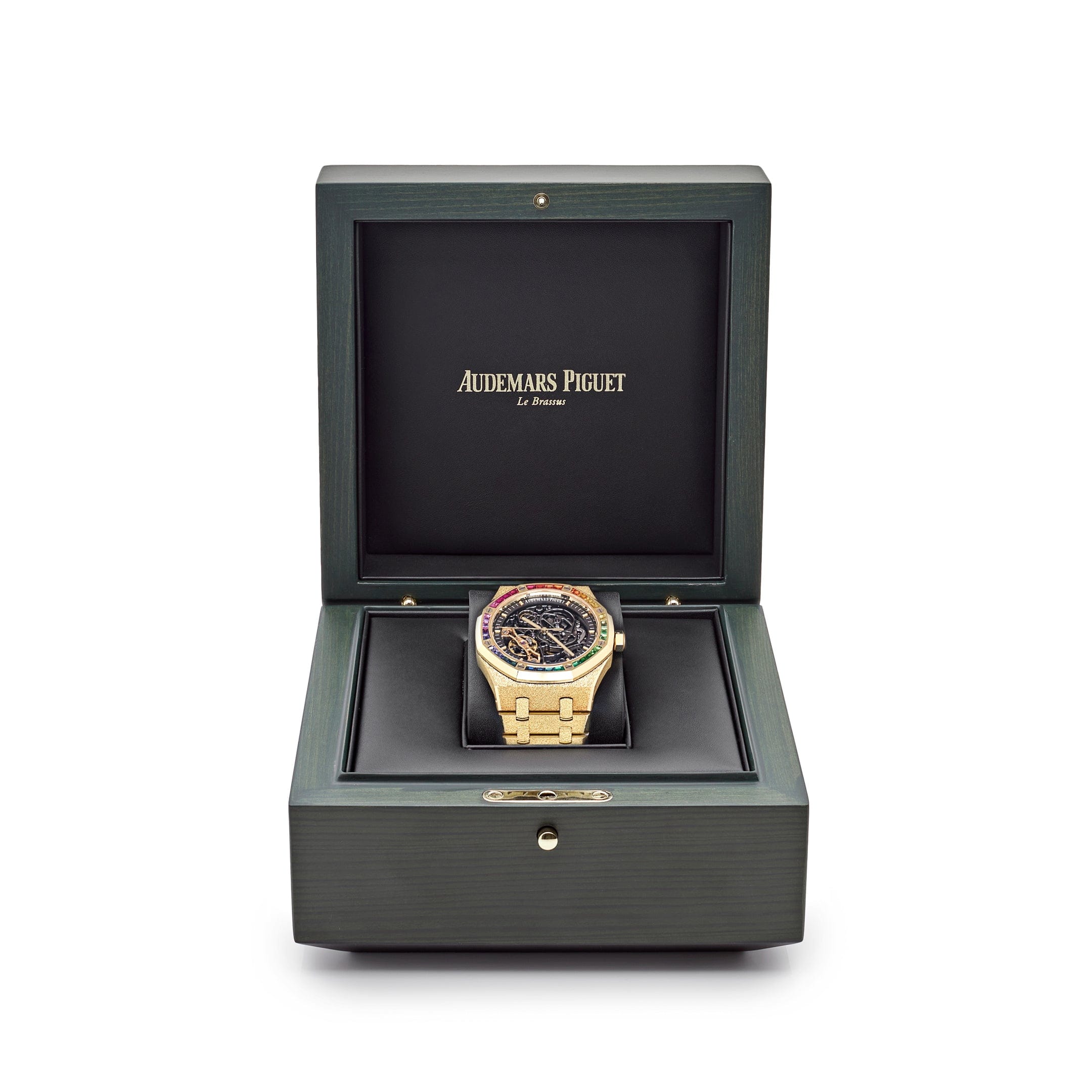 Audemars Piguet Royal Oak 15412BA.YG.1224BA.01 Rainbow Baguette Frosted Yellow Gold Double Balance Wheel