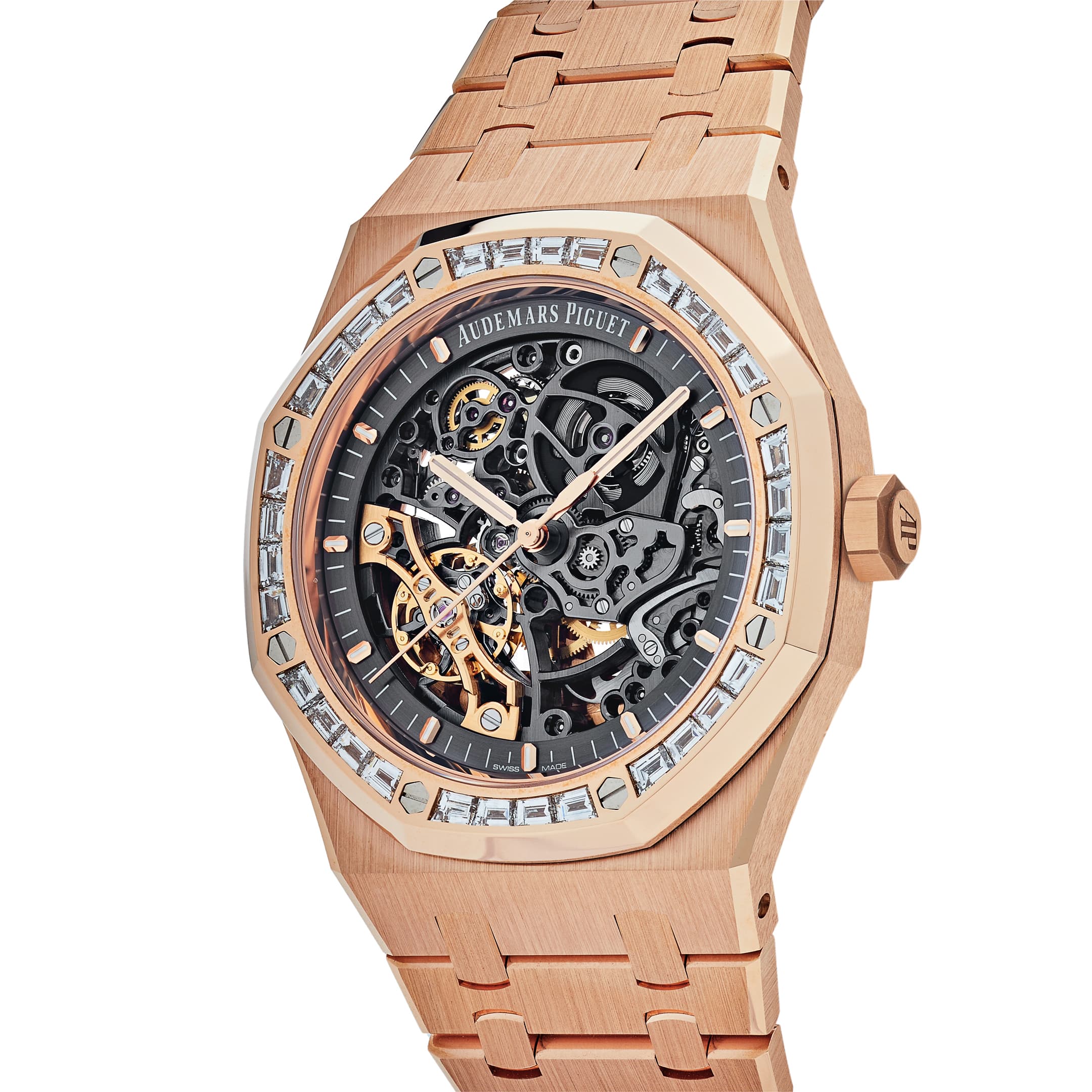 Audemars Piguet Royal Oak 15412OR.ZZ.1220OR.01 Double Balance Wheel Openworked Rose Gold Baguette Bezel (2021)