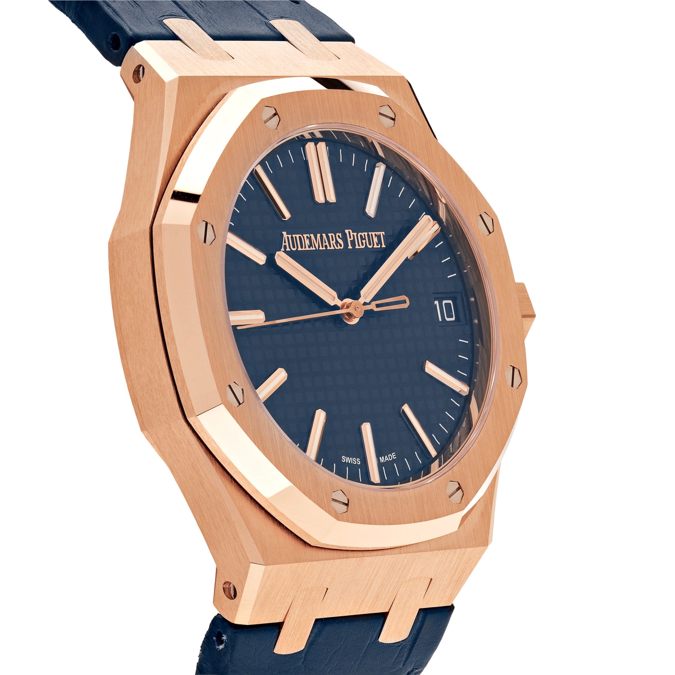 Luxury Watch Audemars Piguet Royal Oak Selfwinding 41mm Rose Gold Blue Dial 15510OR.OO.D315CR.02 Wrist Aficionado
