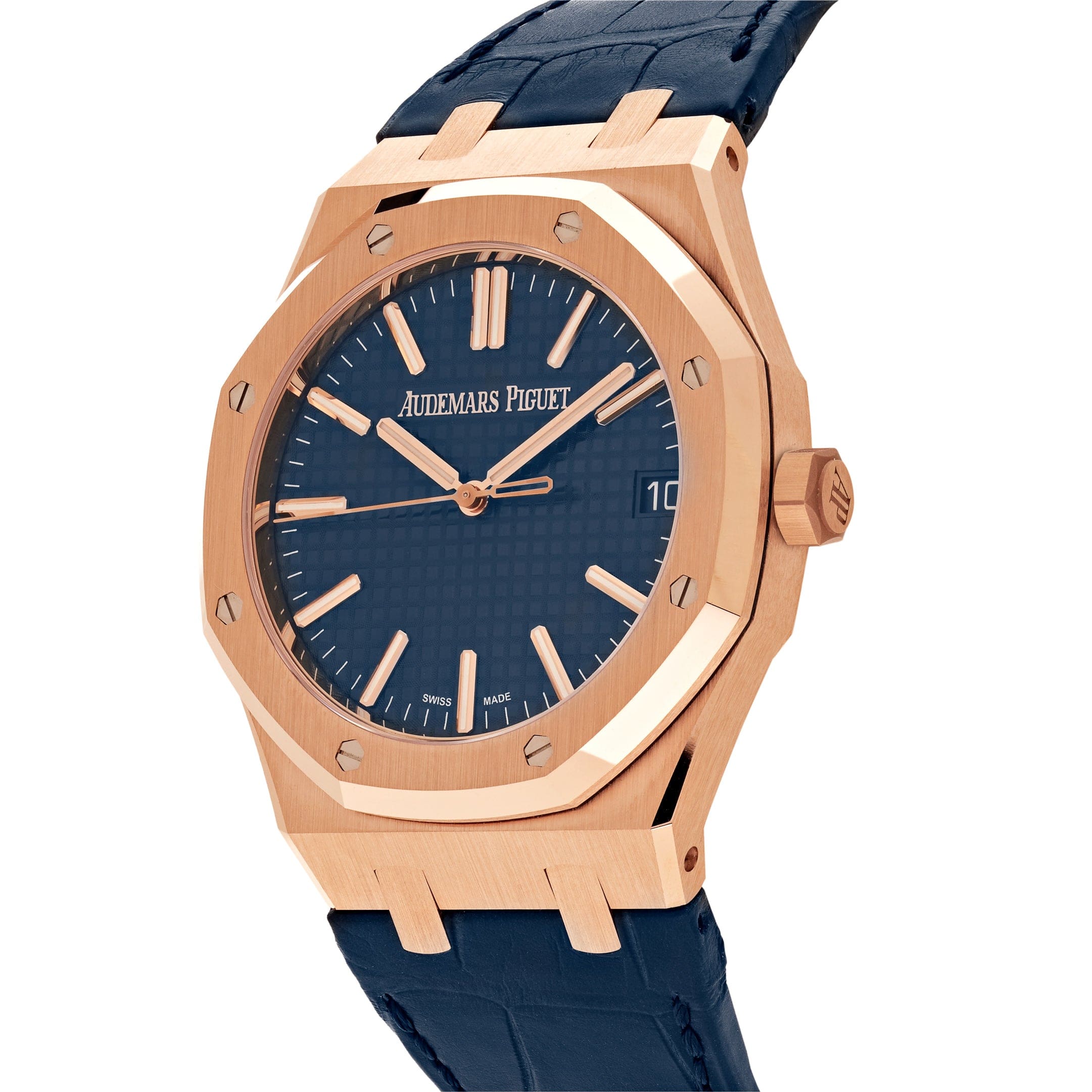 Luxury Watch Audemars Piguet Royal Oak Selfwinding 41mm Rose Gold Blue Dial 15510OR.OO.D315CR.02 Wrist Aficionado