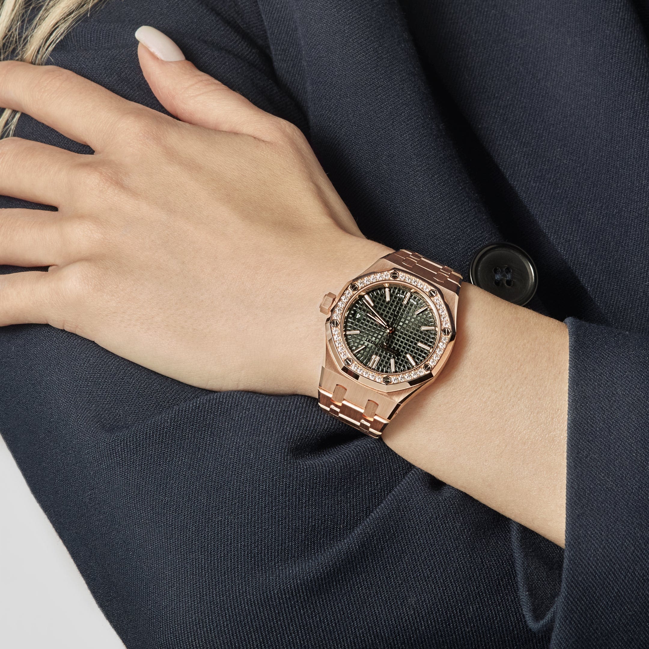 Audemars Piguet Royal Oak 15551OR.ZZ.1356OR.06 Selfwinding Rose Gold Khaki Green Dial