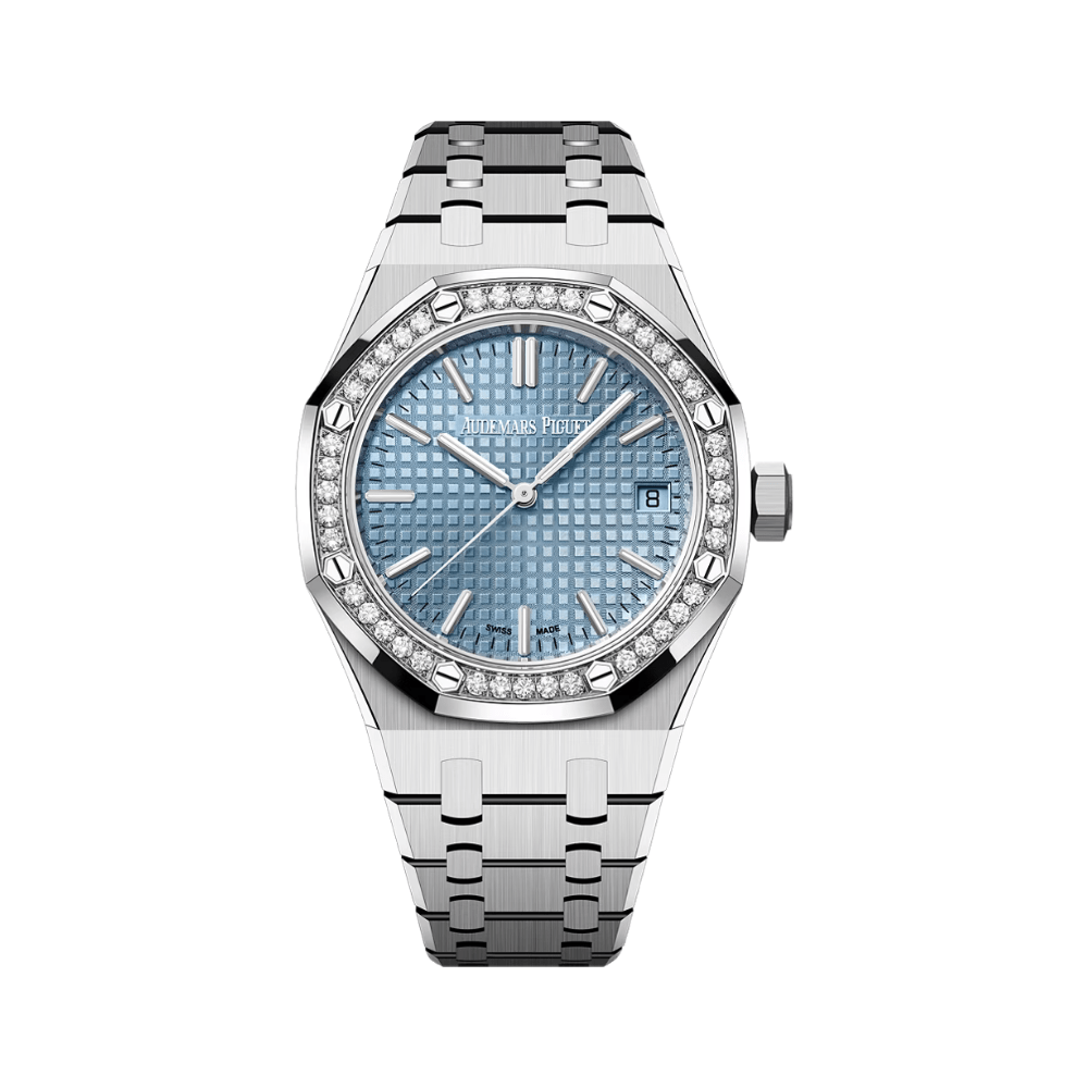 Audemars Piguet Royal Oak 15551ST.ZZ.1356ST.04 Stainless Steel Diamond Bezel Ice Blue Dial