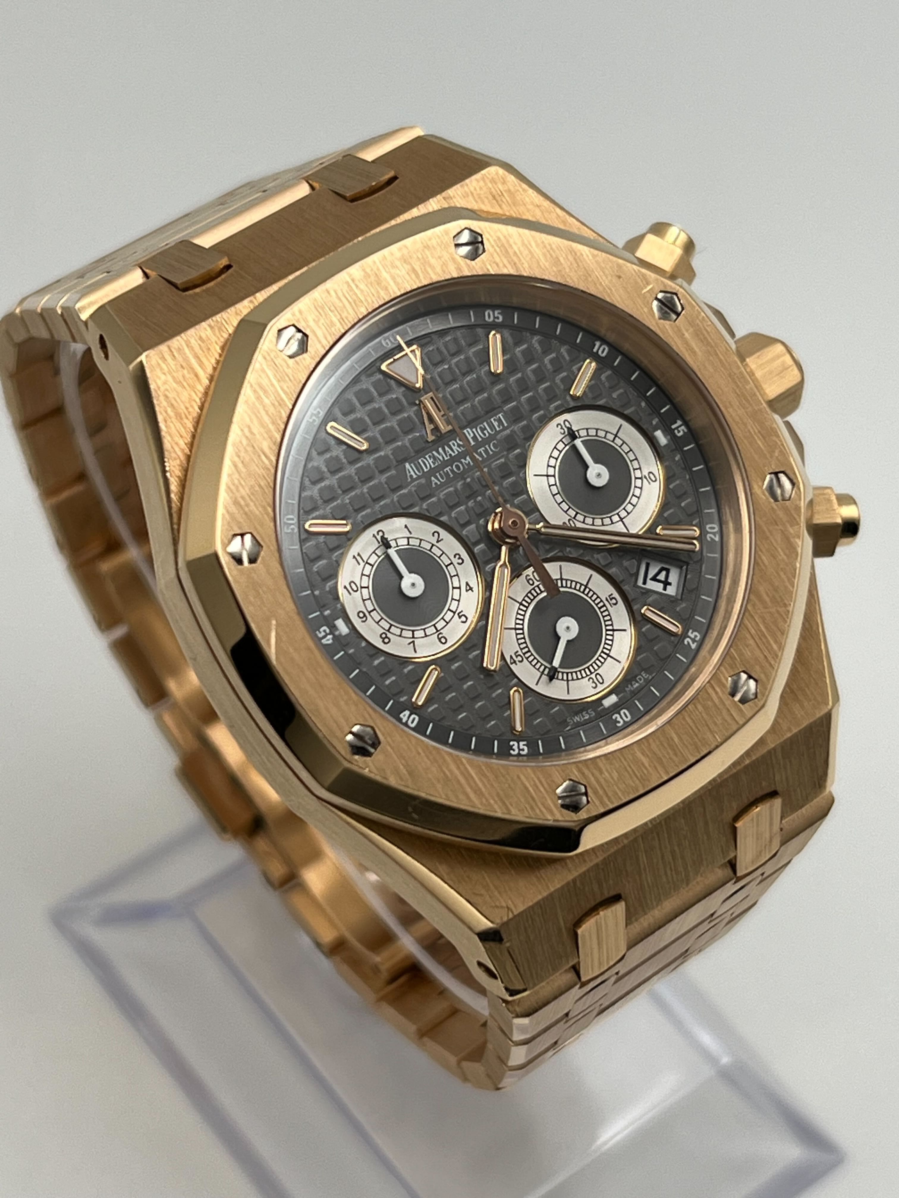 Audemars Piguet Royal Oak Chronograph Rose Gold Grey Dial 39mm 26022OR.OO.D098CR.02 Wrist Aficionado