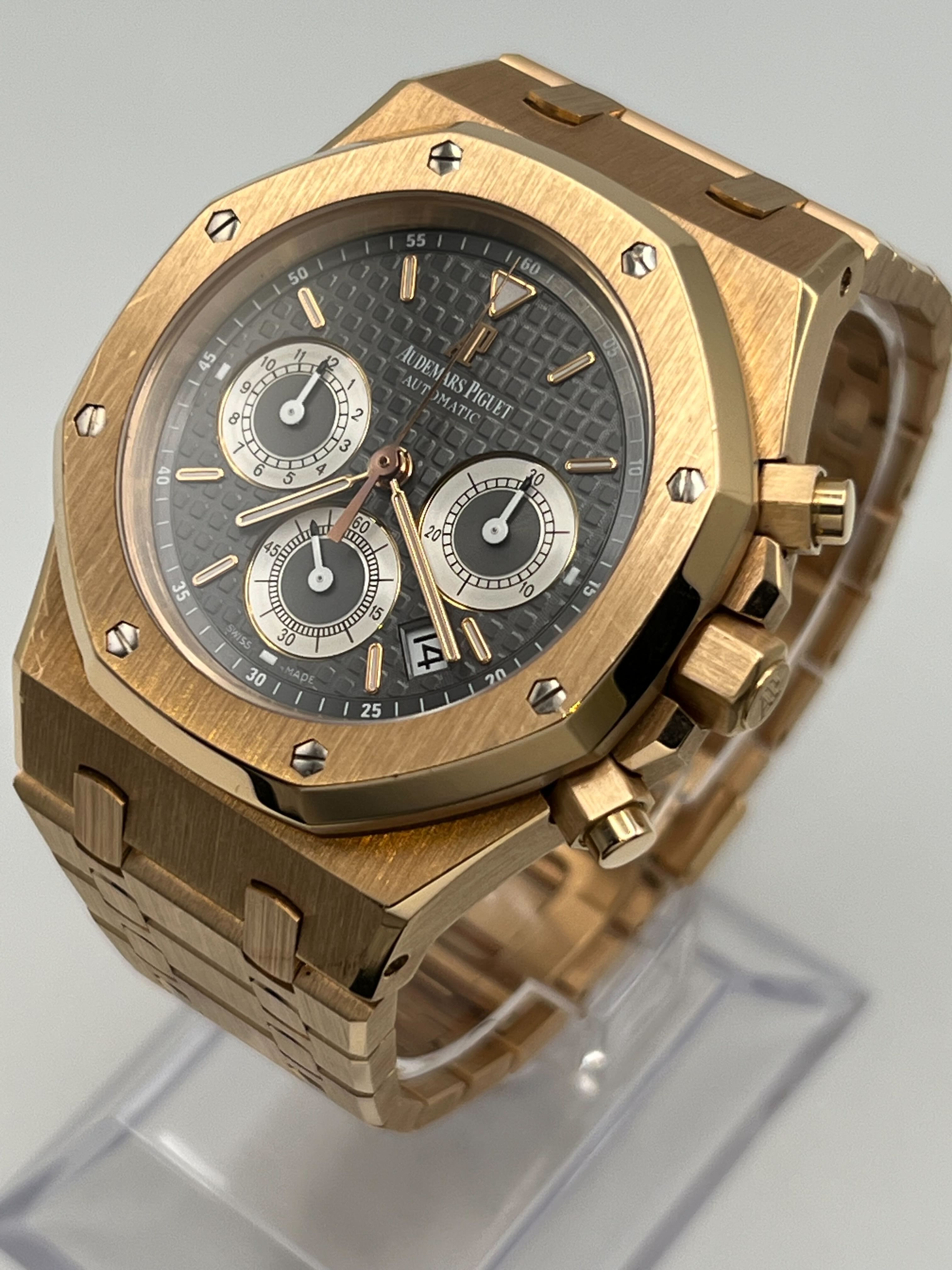 Audemars Piguet Royal Oak Chronograph Rose Gold Grey Dial 39mm 26022OR.OO.D098CR.02 Wrist Aficionado