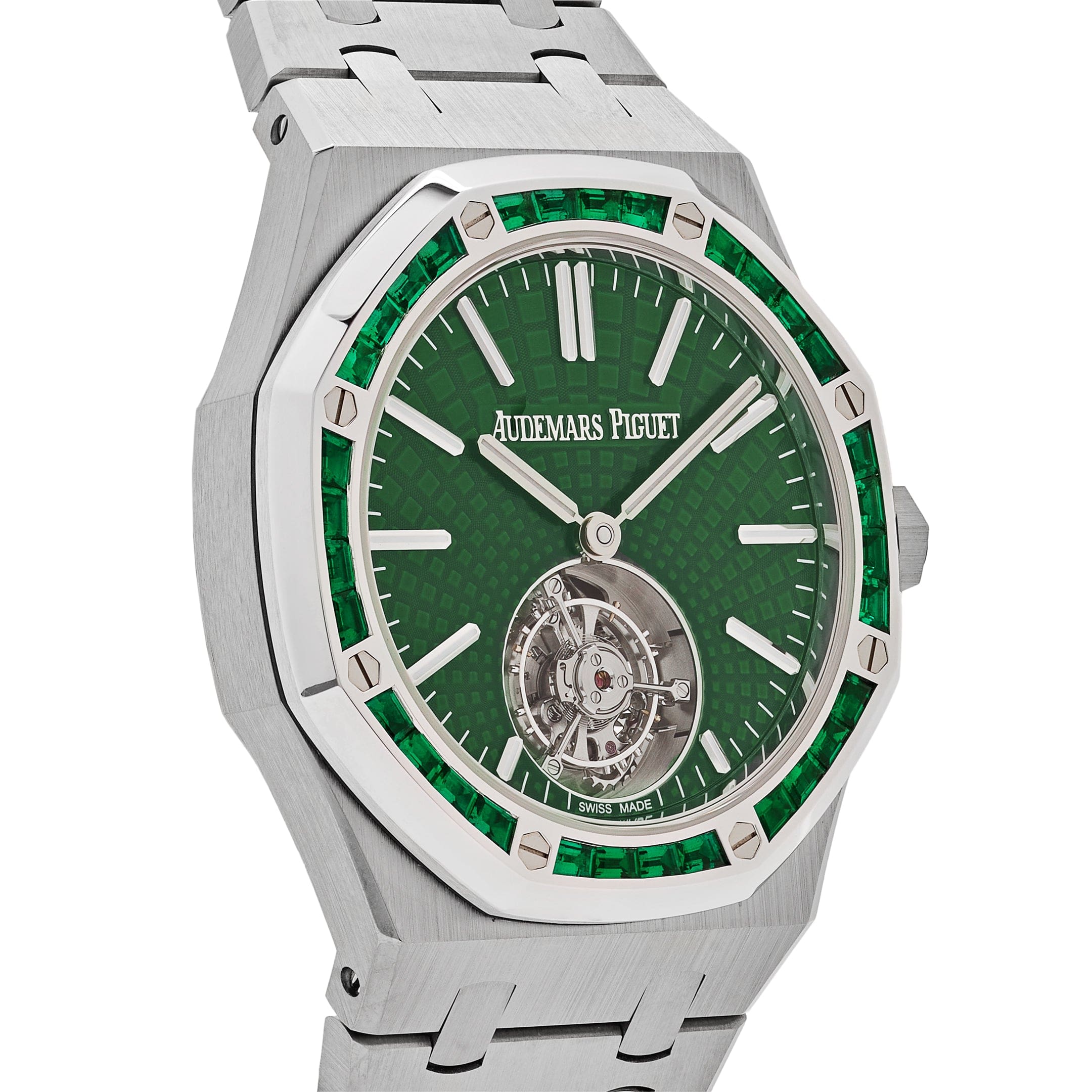 Audemars Piguet Royal Oak 26532IC.EE.1220TI.01 Selfwinding Flying Tourbillon Titanium White Gold Emerald Bezel Limited Edition (2024)