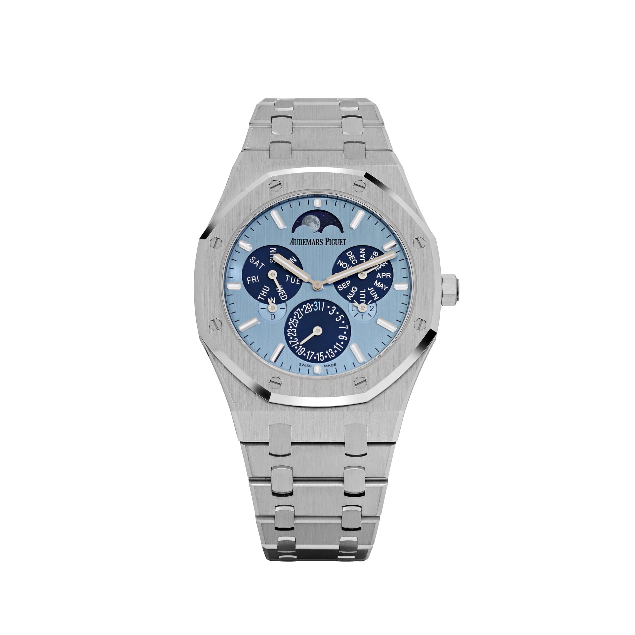 Audemars Piguet Royal Oak 26586BC.OO.1240.BC.99 Perpetual Calendar Ultra-Thin “Luminary” White Gold Light Blue Limited Edition (2024)