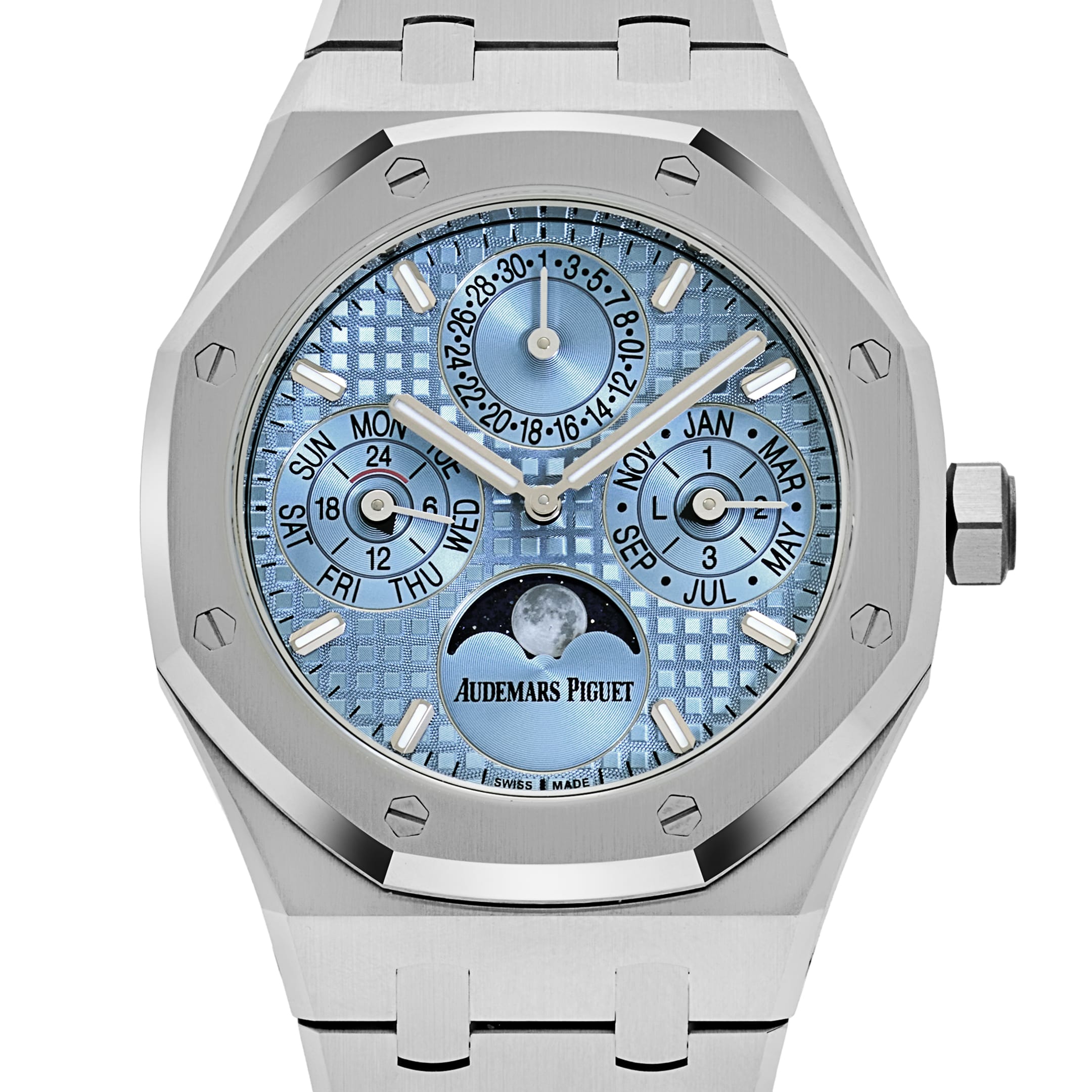 Audemars Piguet Royal Oak 26684ST.OO.1356ST.01 Perpetual Calendar Stainless Steel Light Blue Dial