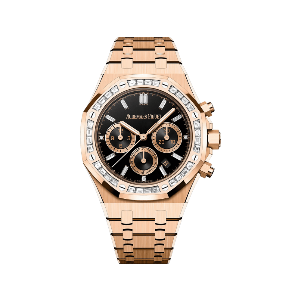 Audemars Piguet Royal Oak 26715OR.ZZ.1356OR.02 Rose Gold Diamond Bezel Black Onyx Dial