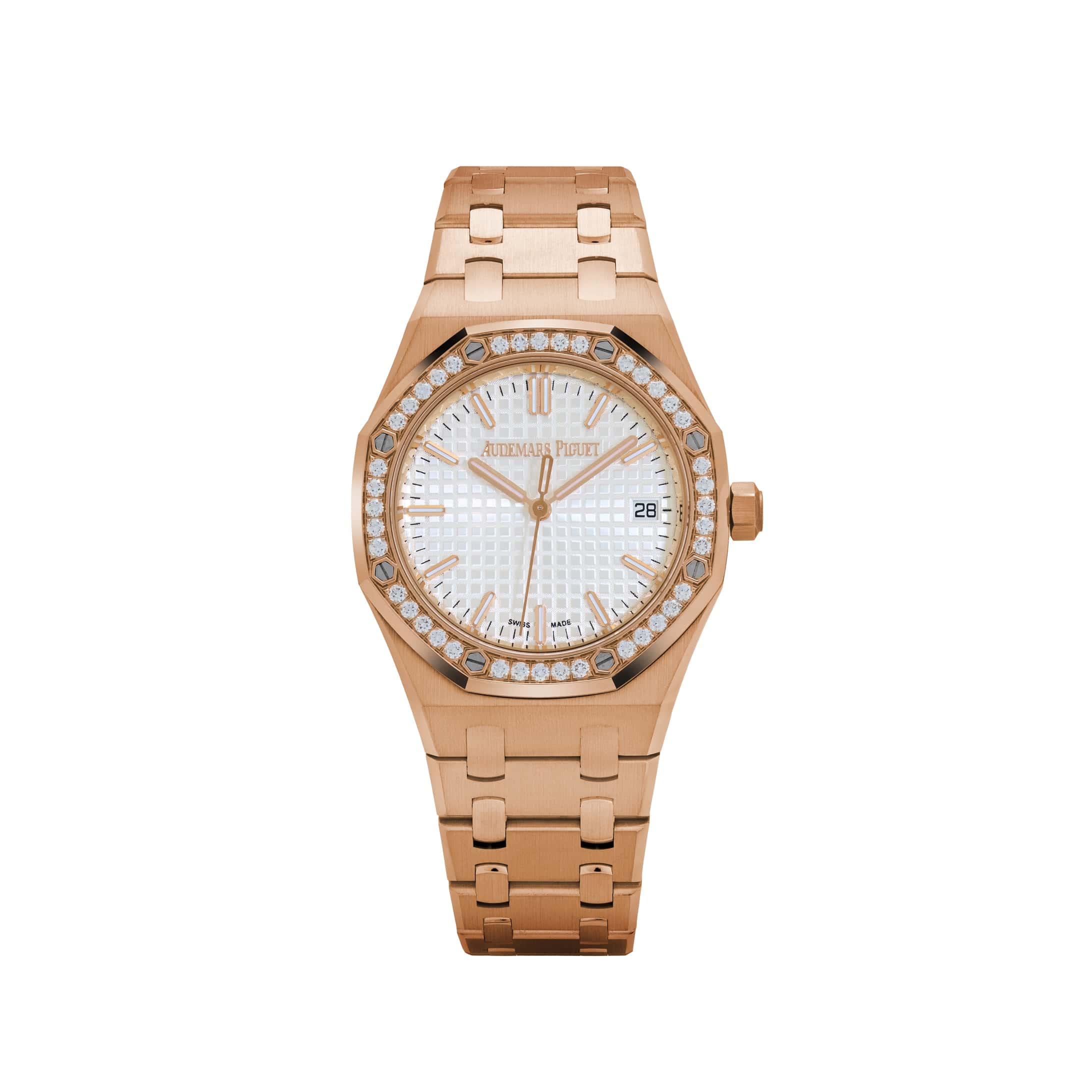 Audemars Piguet Royal Oak 77451OR.ZZ.1361OR.03 'Ladies' Rose Gold Silver Dial Diamond Bezel (2024)
