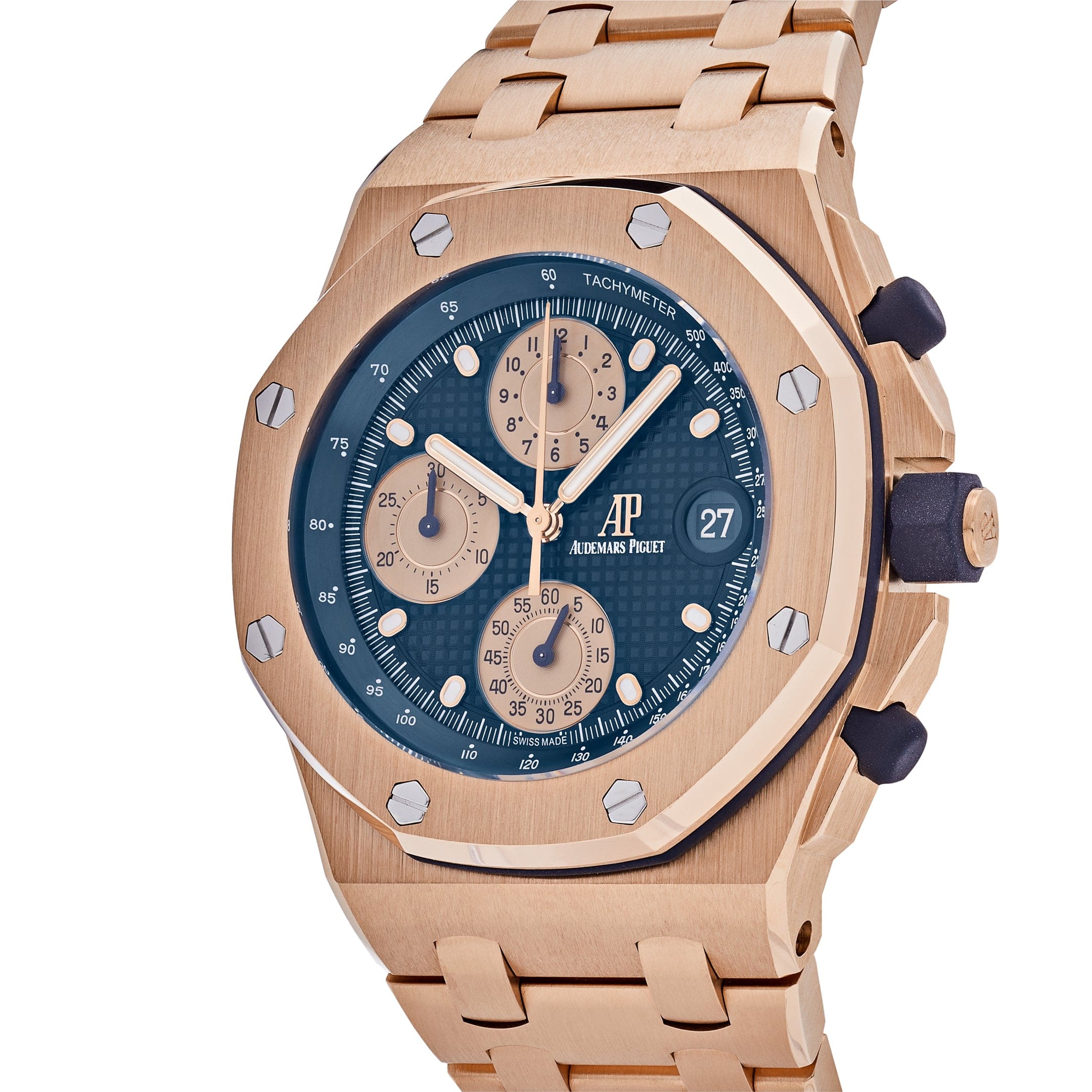 Audemars Piguet Royal Oak Offshore Chronograph 'Brick' Rose Gold Blue Dial 26238OR.OO.2000OR.01