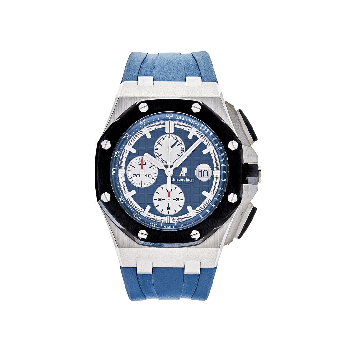 Luxury Watch Audemars Piguet Royal Oak Offshore Chronograph Platinum Blue Dial 26401PO.OO.A018CR.01 Wrist Aficionado