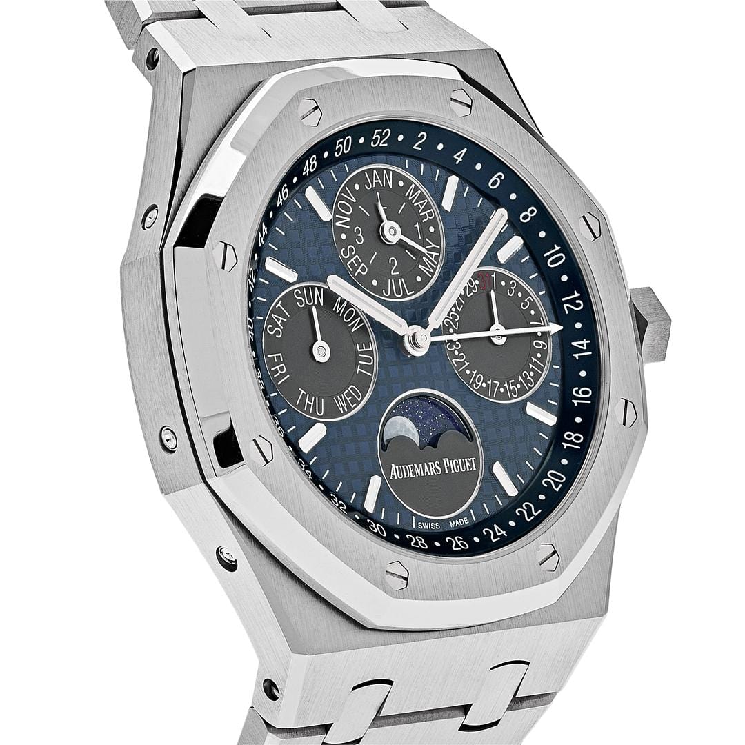 Luxury Watch Audemars Piguet Royal Oak Perpetual Calendar 41mm Titanium Blue Dial 26574TI.OO.1220TI.01 Wrist Aficionado