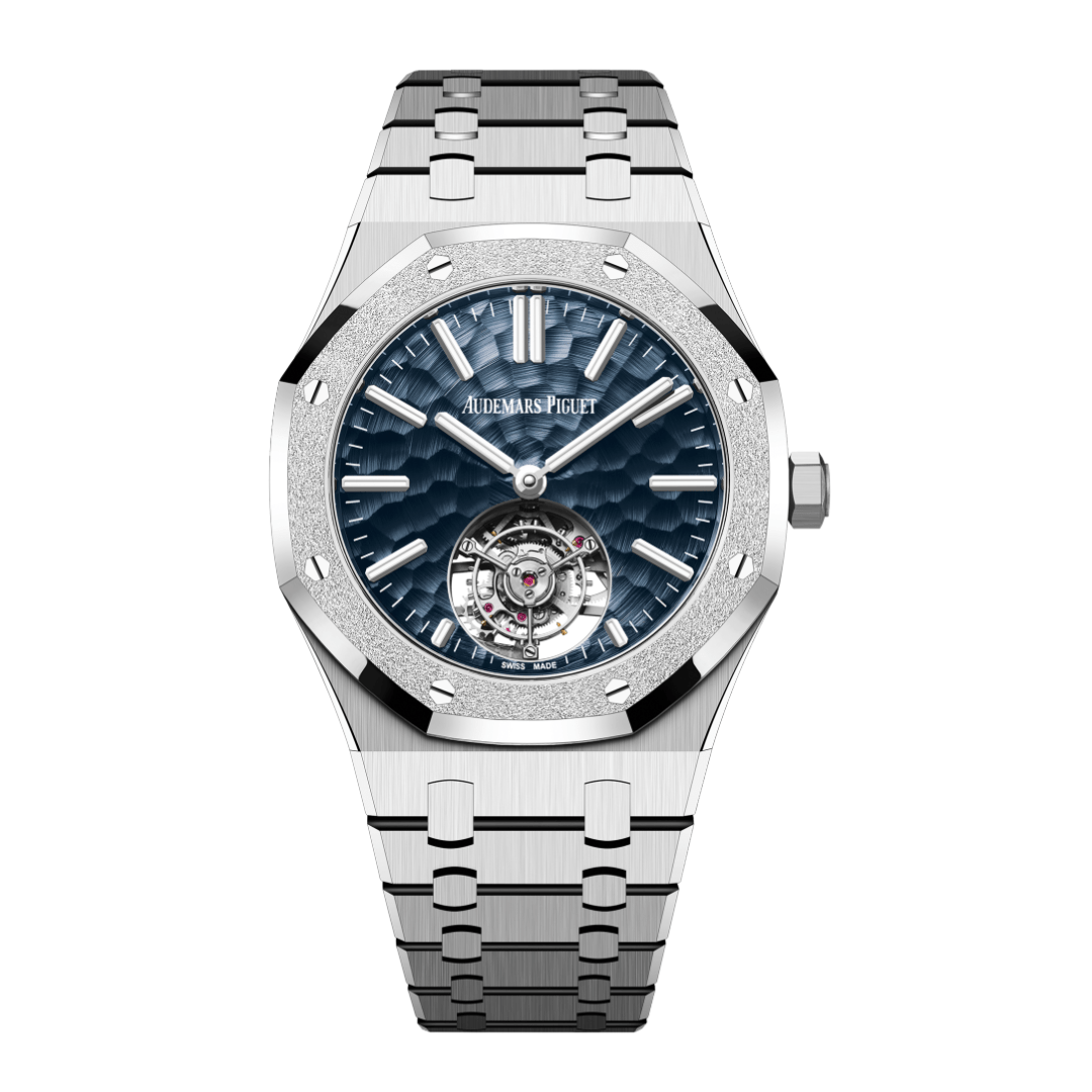 Luxury Watch Audemars Piguet Royal Oak Selfwinding Tourbillon White Gold Blue Dial 26730BC.GG.1320BC.01 Wrist Aficionado