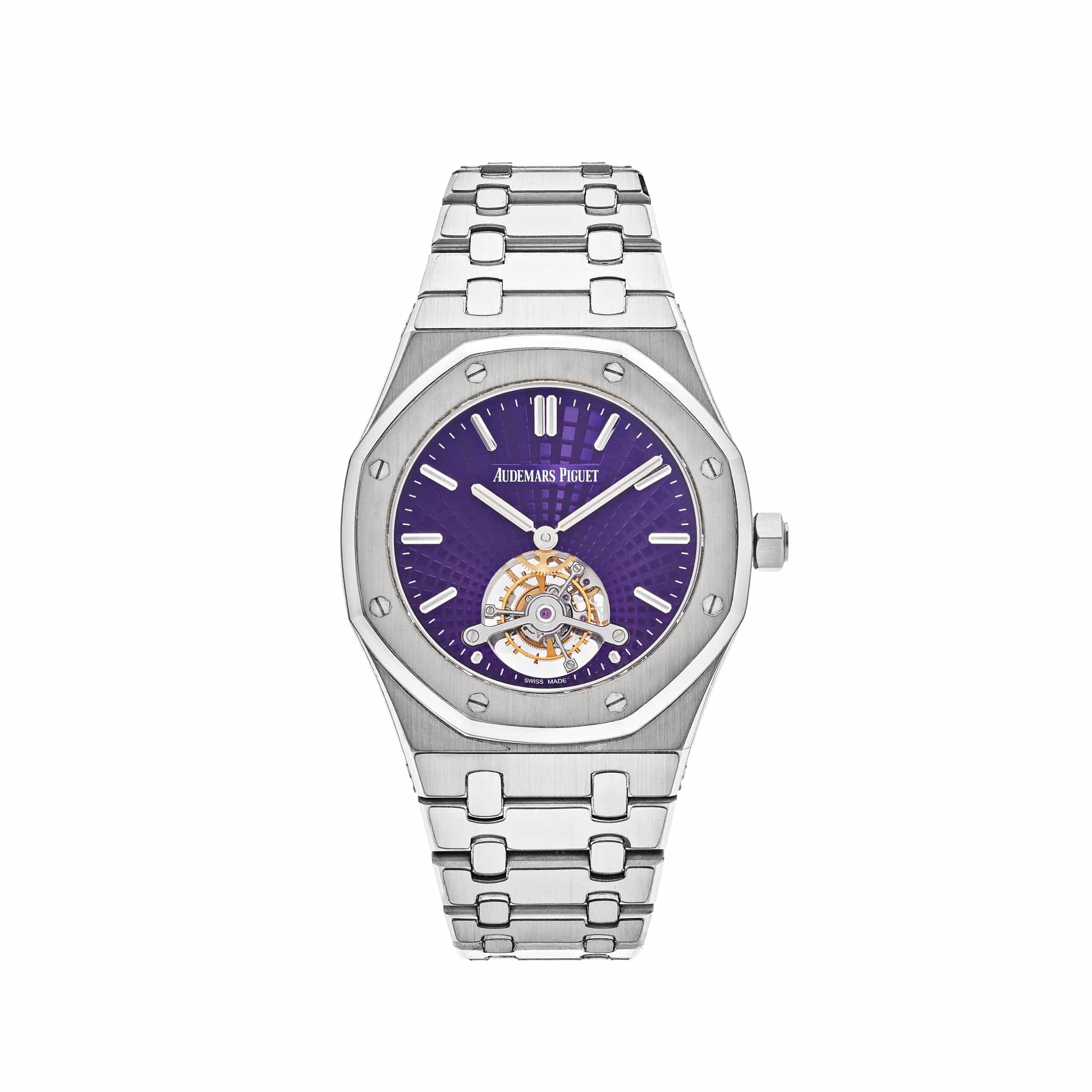 Luxury Watch Audemars Piguet Royal Oak Tourbillon Extra Thin Purple Dial 26522ST.OO.1220ST.01 Wrist Aficionado