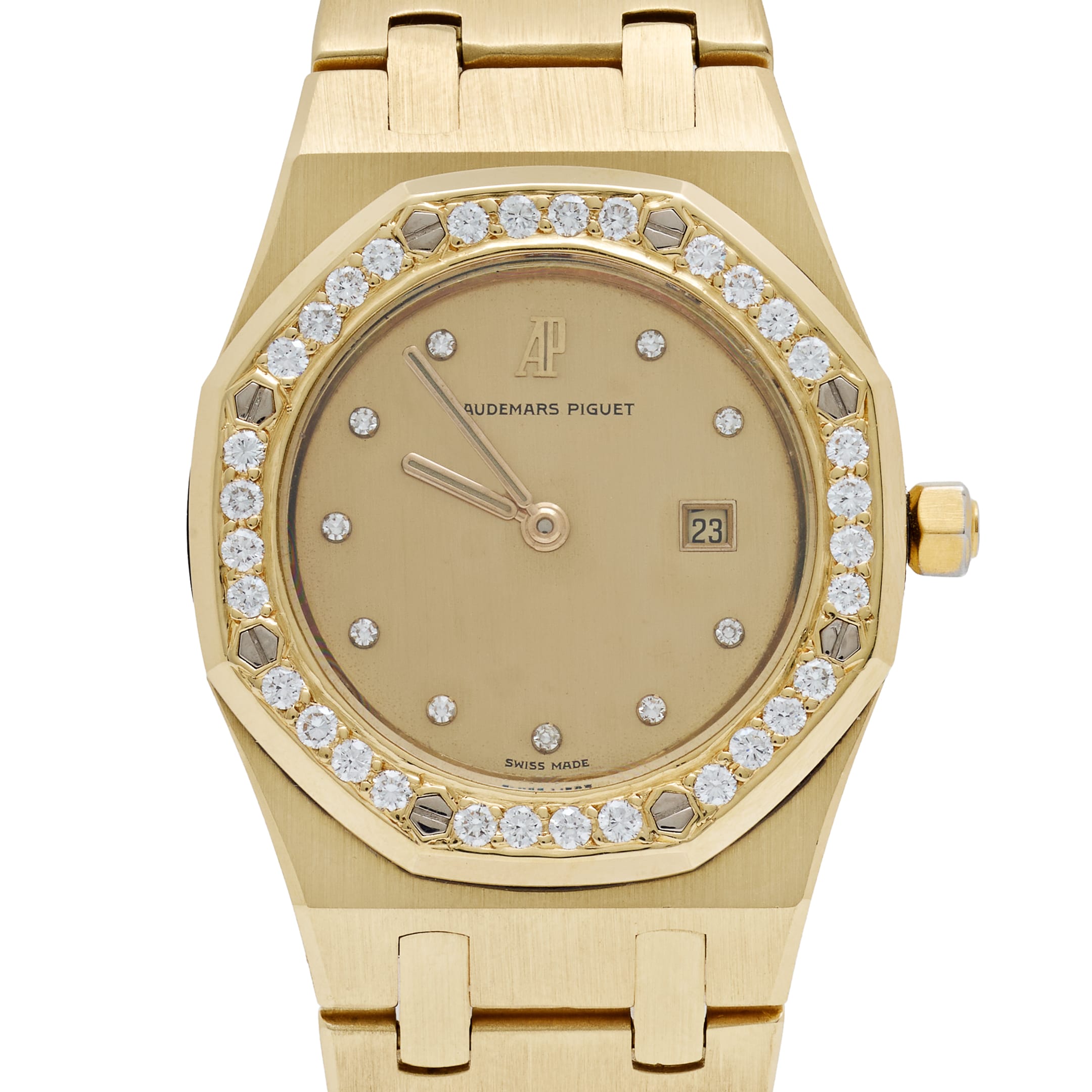 Audemars Piguet Royal Oak Vintage 6048BA 'Ladies' Yellow Gold Champagne Diamond Dial Diamond Bezel Quartz (1986)