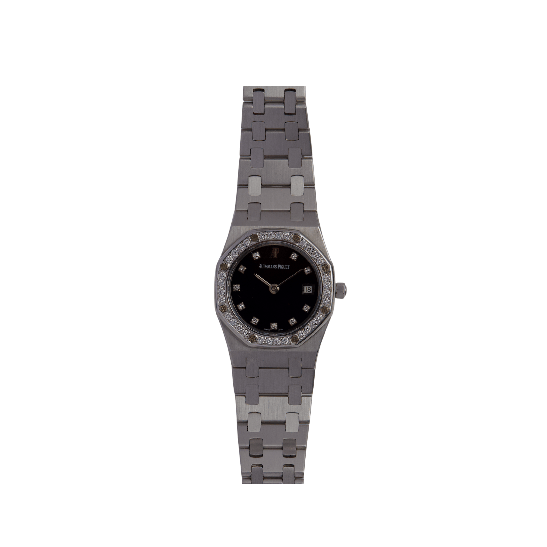 Audemars Piguet Royal Oak Vintage 'Ladies' White Gold Black Diamond Dial Diamond Bezel Quartz