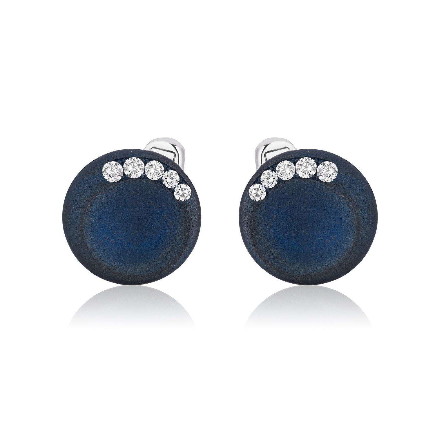 Cufflinks Blue Titanium and Platinum Cufflinks with Diamonds Wrist Aficionado