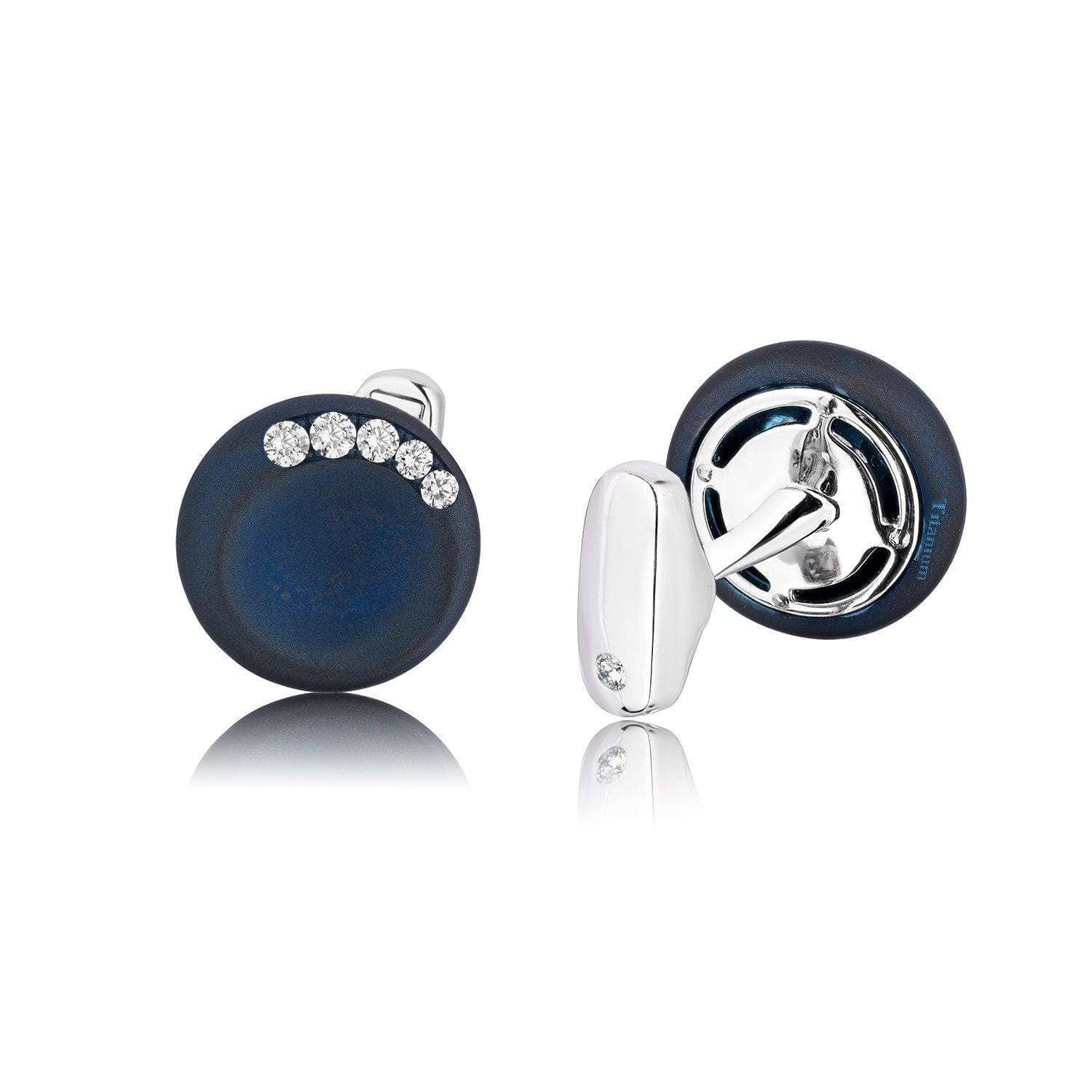 Cufflinks Blue Titanium and Platinum Cufflinks with Diamonds Wrist Aficionado