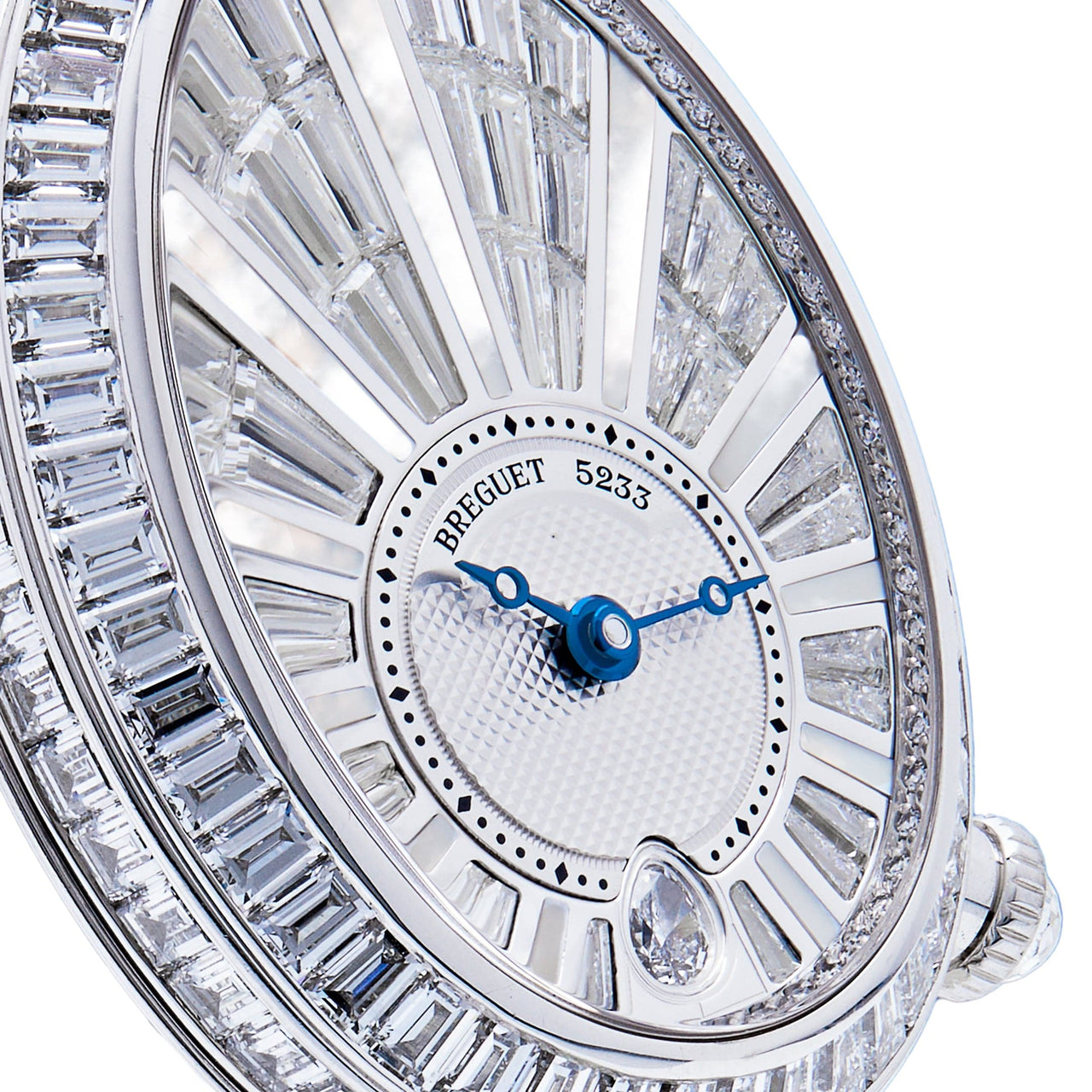 Breguet Reine de Naples White Gold Baguette Diamonds Pearl Bracelet Wrist Aficionado