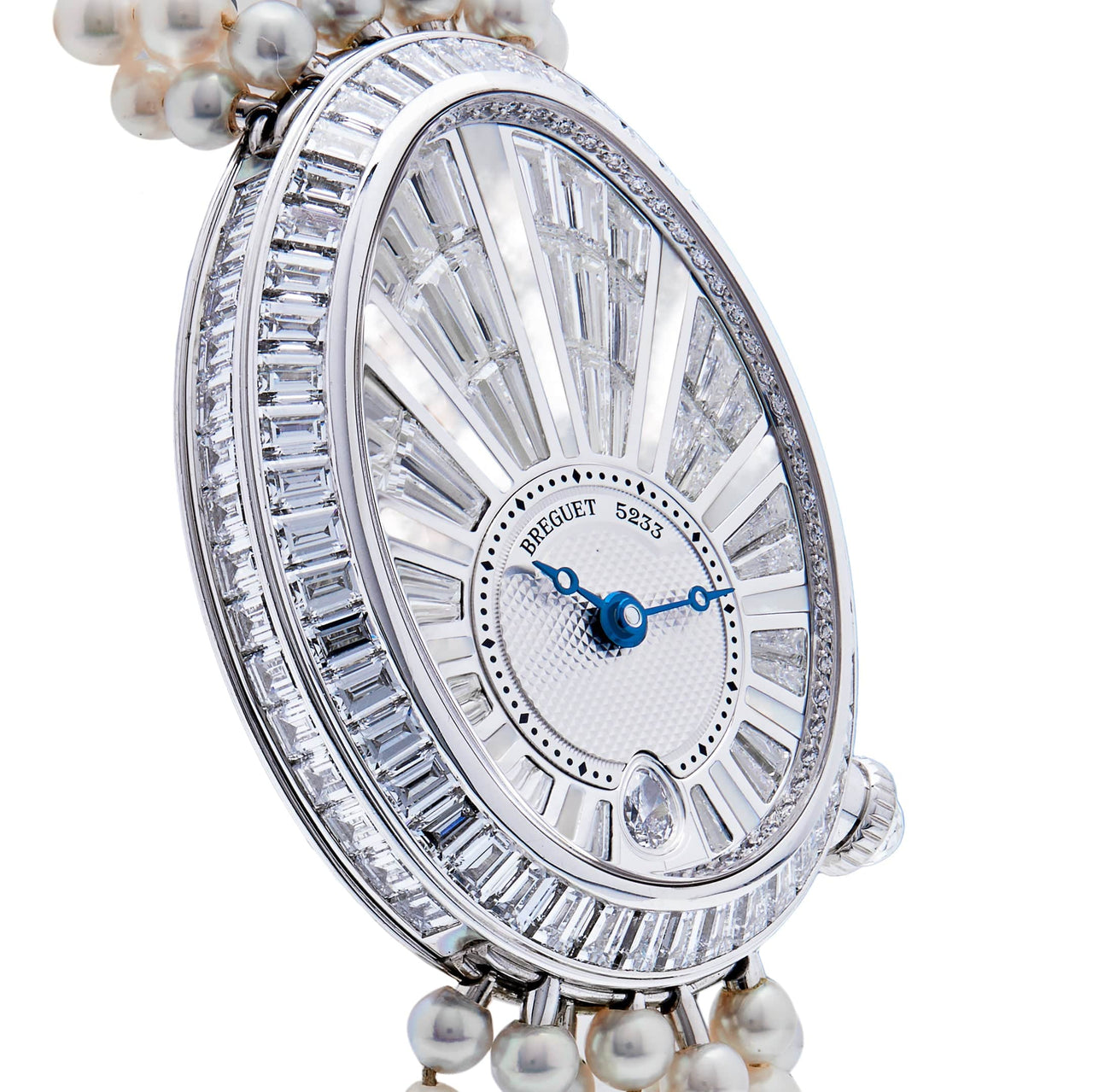 Breguet Reine de Naples White Gold Baguette Diamonds Pearl Bracelet
