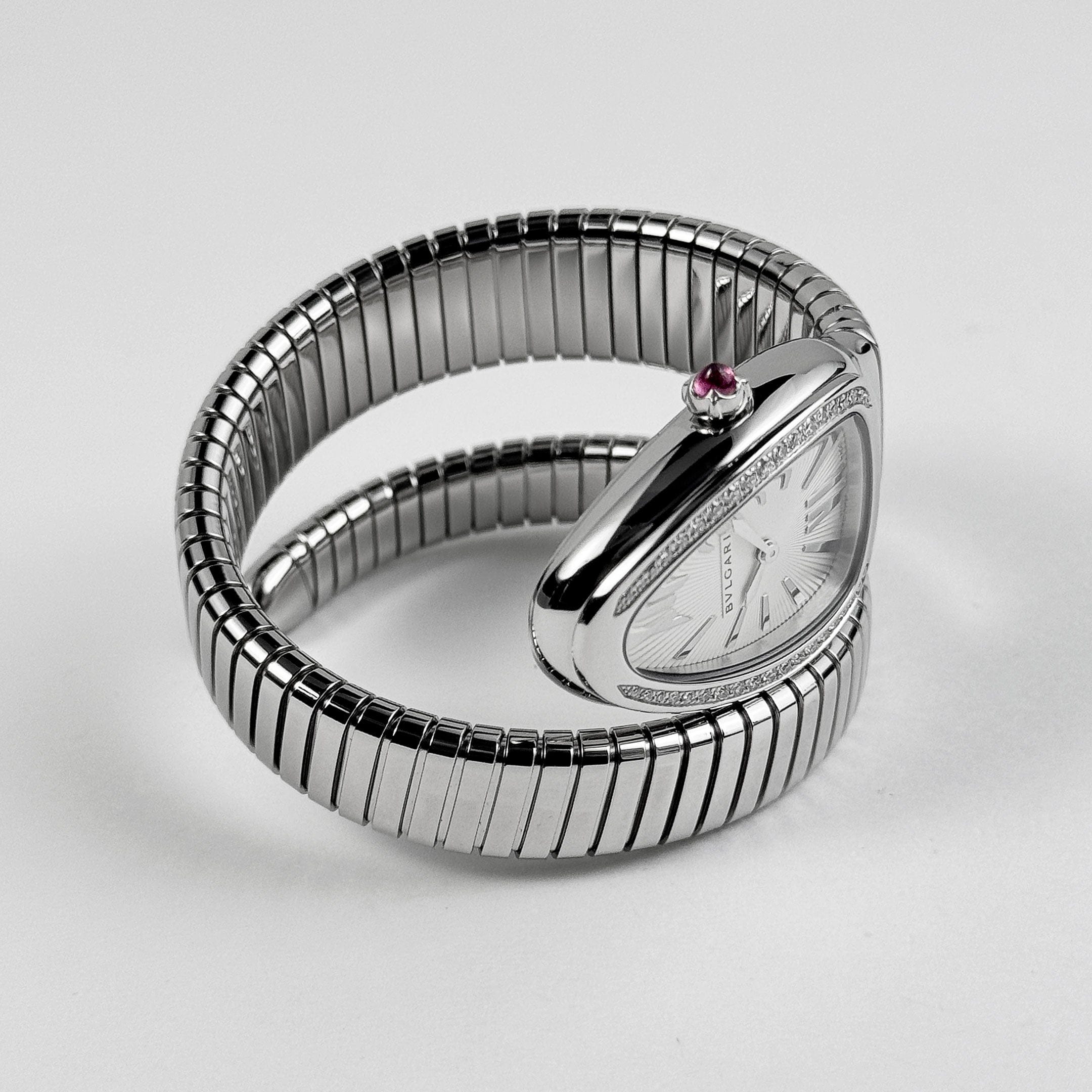 BVLGARI Serpenti Tubogas 101827 Stainless Steel Silver Opaline Dial Diamond Bezel Quartz (2023)