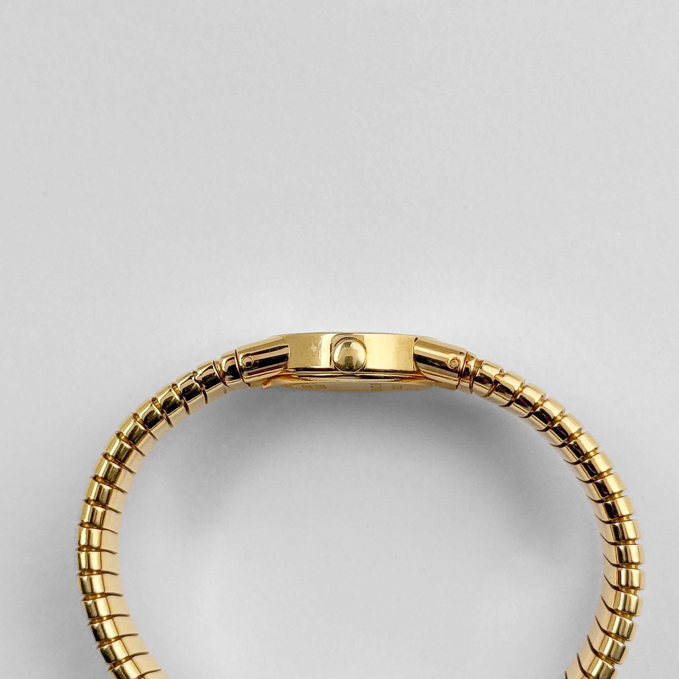 BVLGARI Tubogas BB192TG 1 Row Yellow Gold Black Diamond Dial Quartz