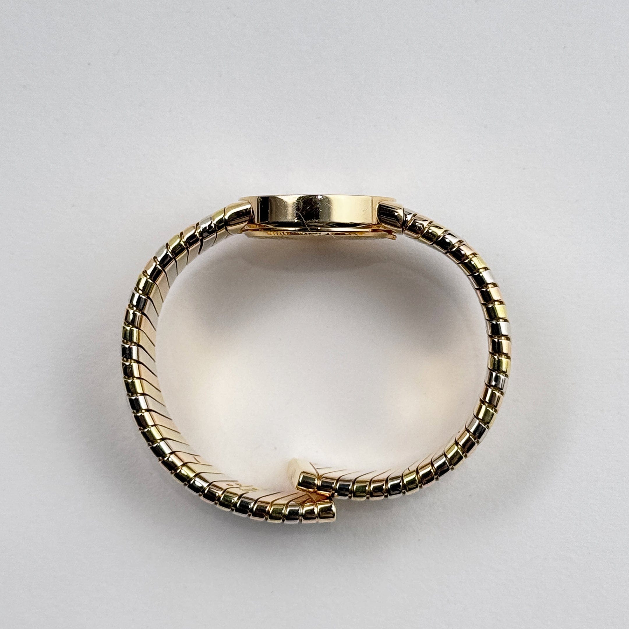 BVLGARI Tubogas BB232T 1 Row Tri Color Black Dial Quartz