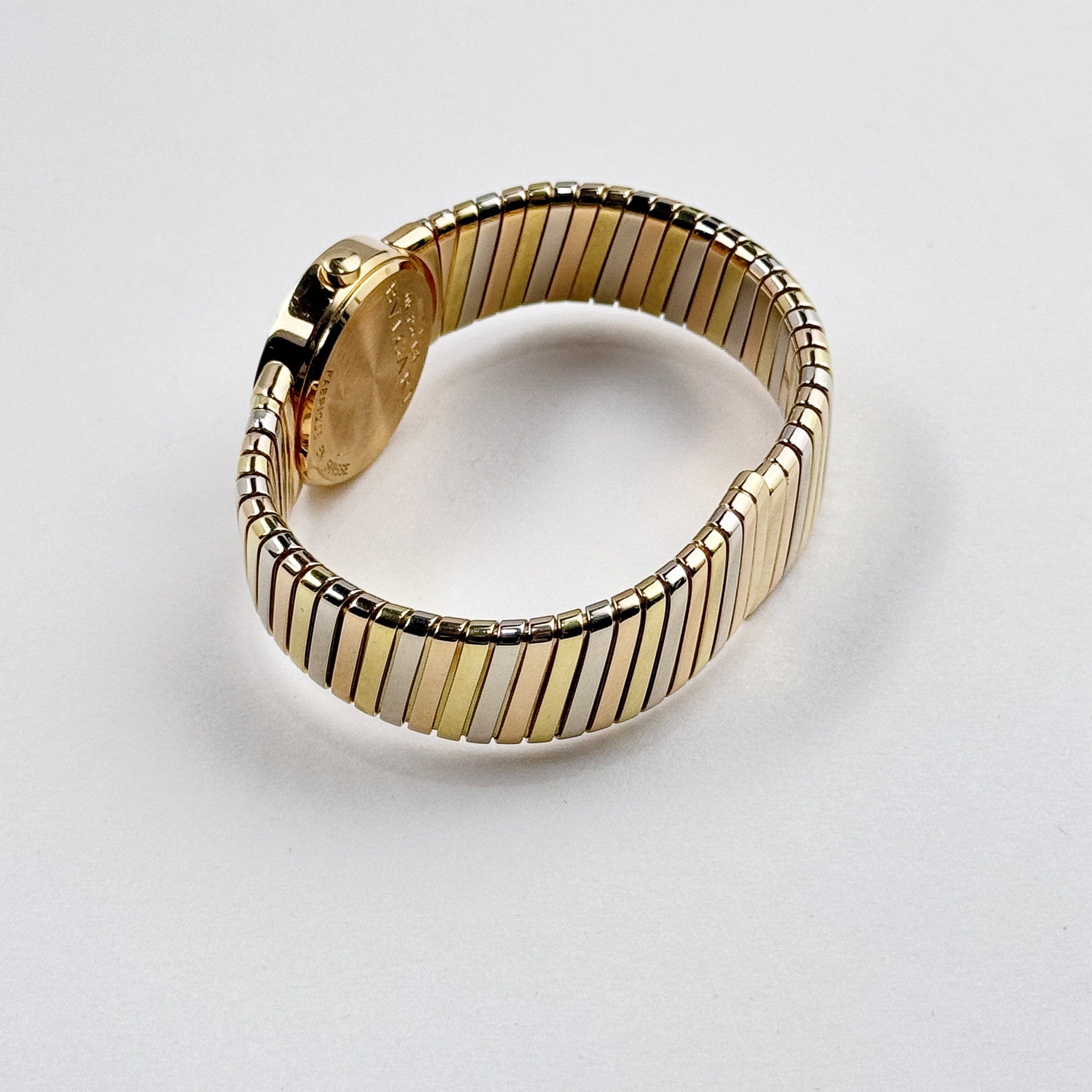 BVLGARI Tubogas BB232T 1 Row Tri Color Black Dial Quartz