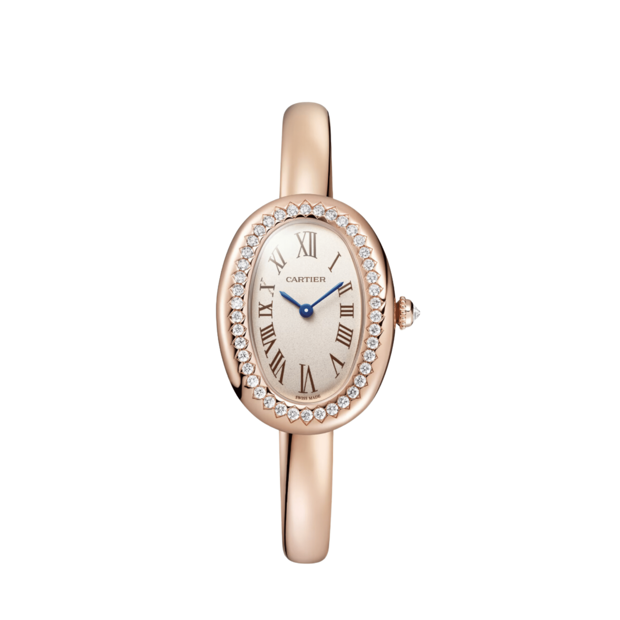 Cartier Baignoire Small WJBA0041 Rose Gold Silvered Dial Diamond Bezel Quartz (2024)