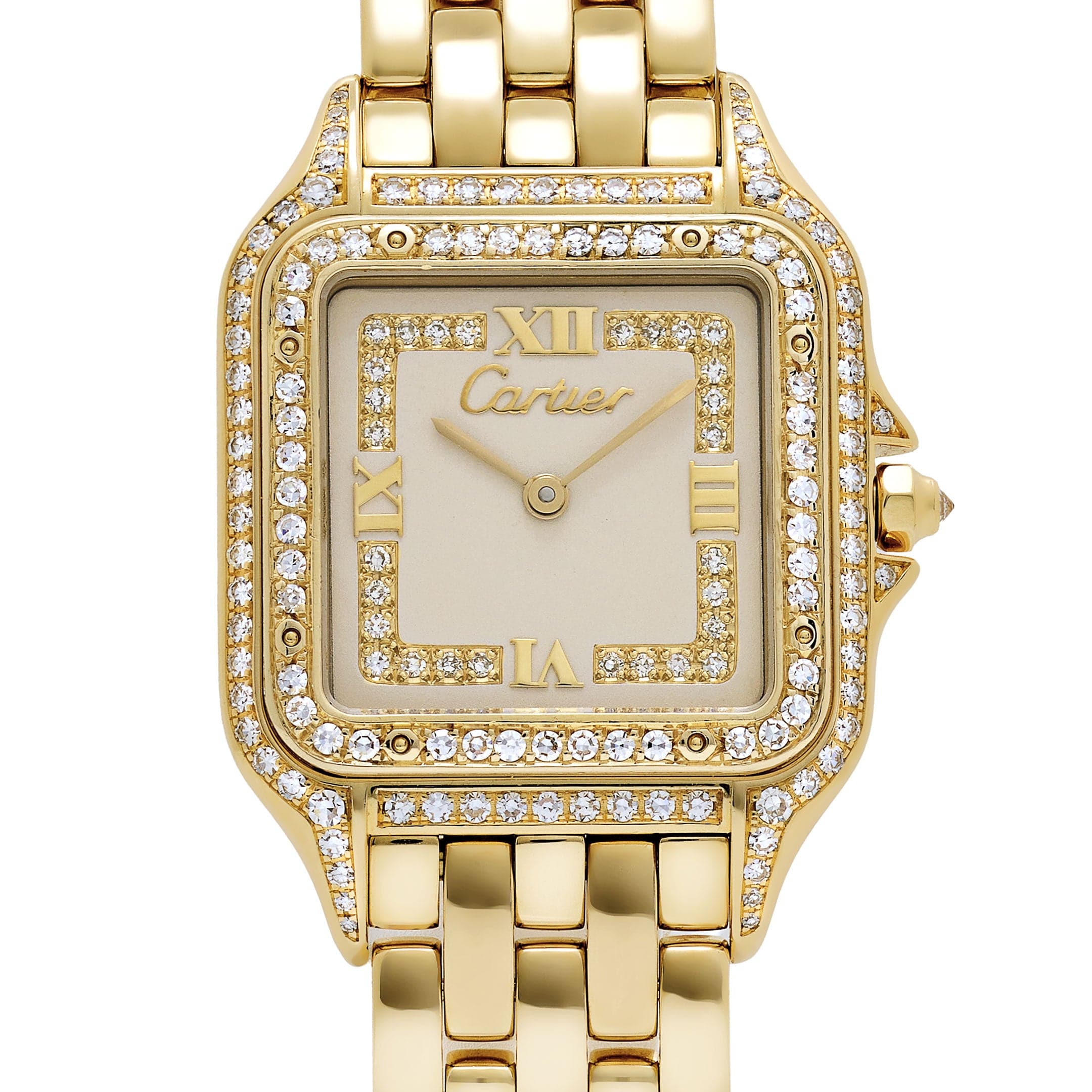 Cartier Panthère 88369 Yellow Gold Diamond-Set Dial Bezel Lugs Quartz
