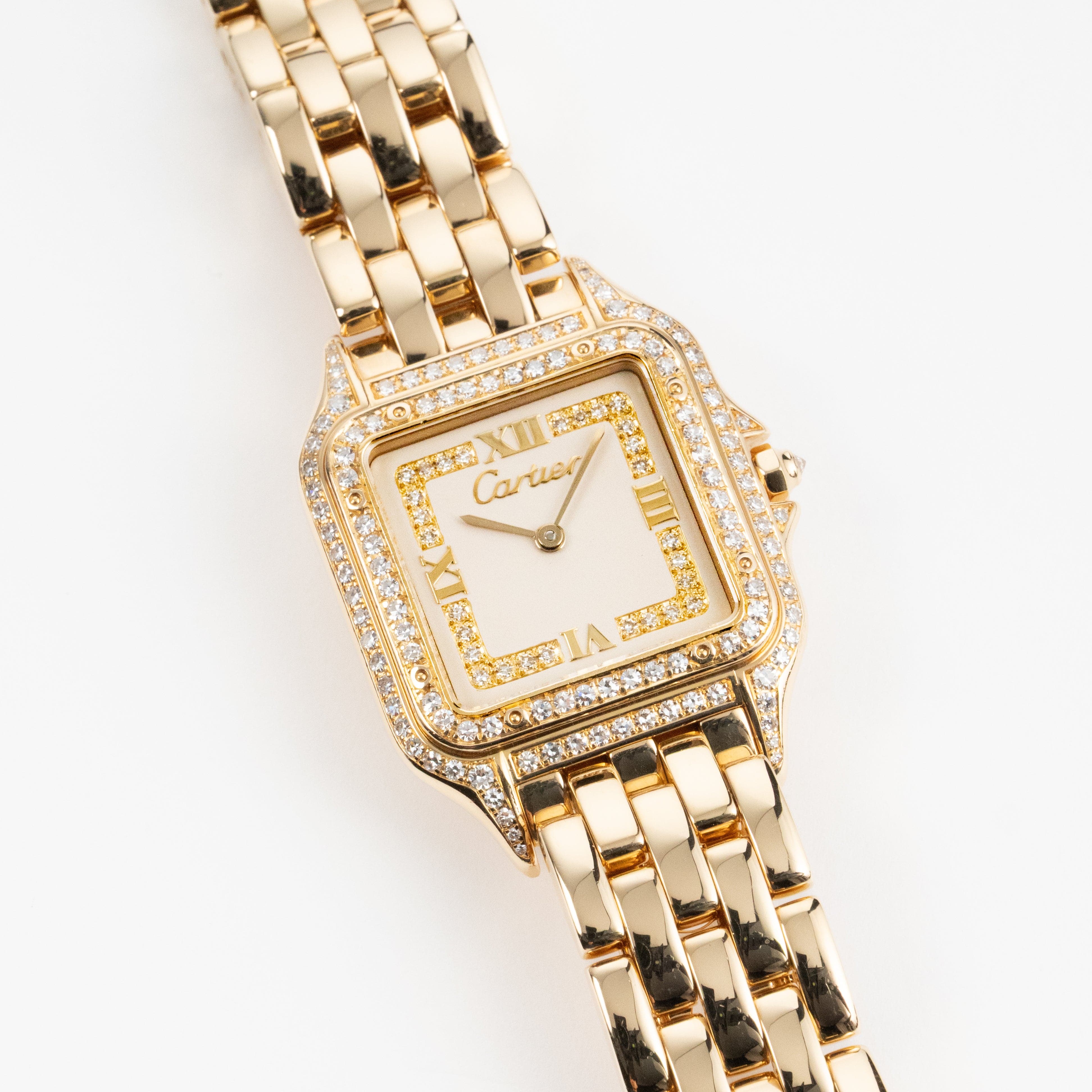 Cartier Panthère 88369 Yellow Gold Diamond-Set Dial Bezel Lugs Quartz