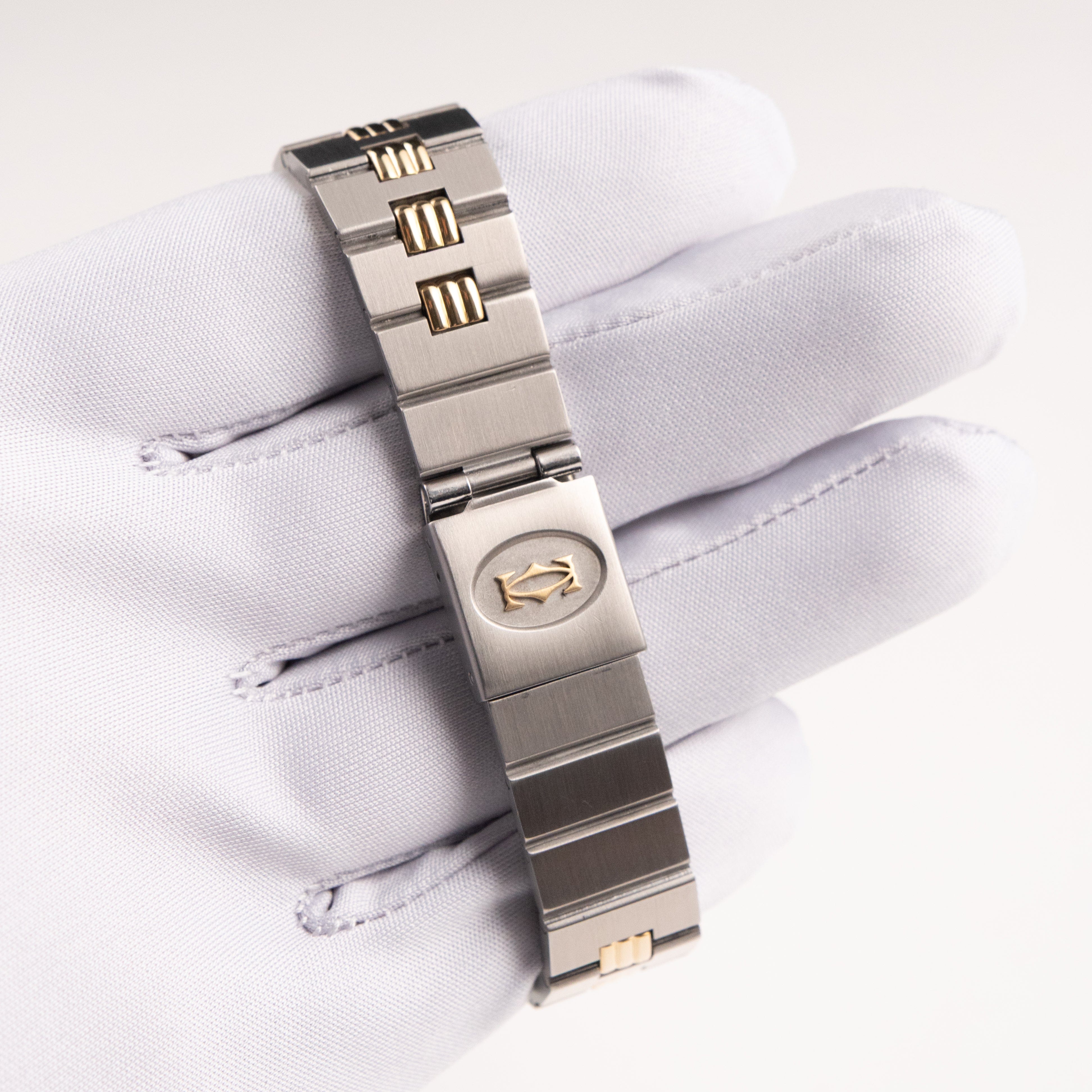 Cartier Santos Carrée 2961 Yellow Gold Stainless Steel White Dial